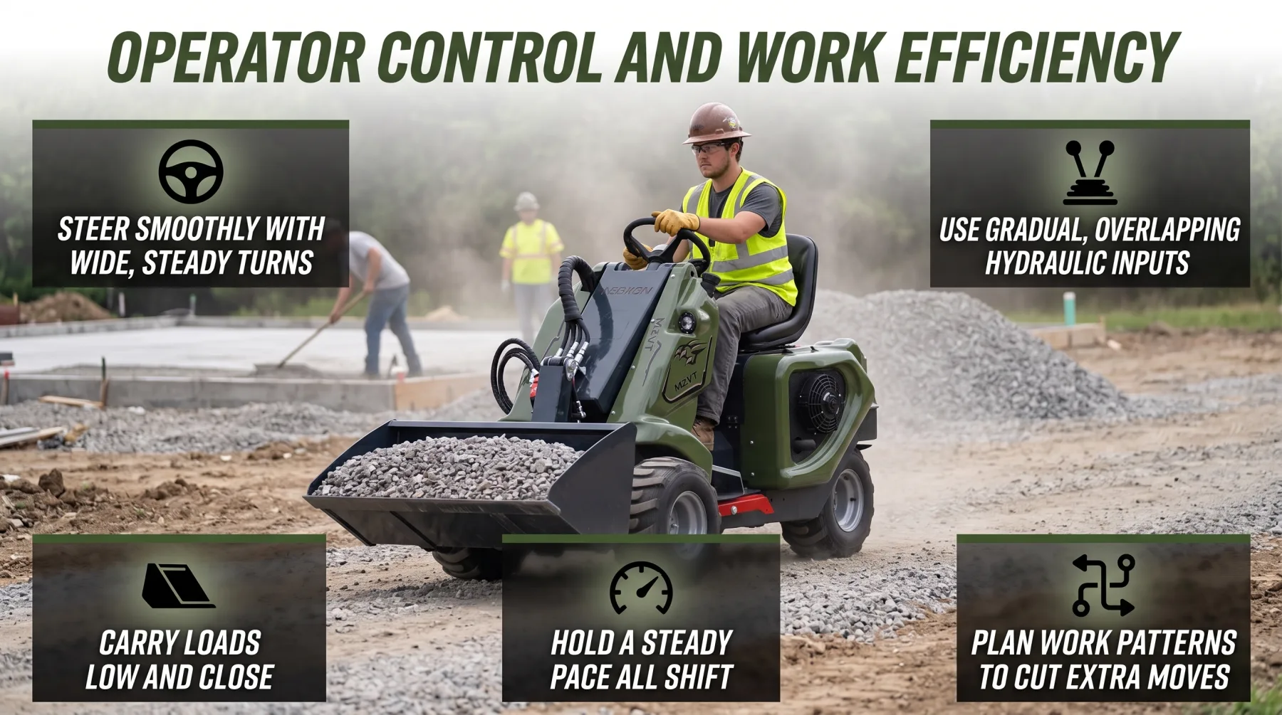 Tri-loader operating performance and material handling productivity