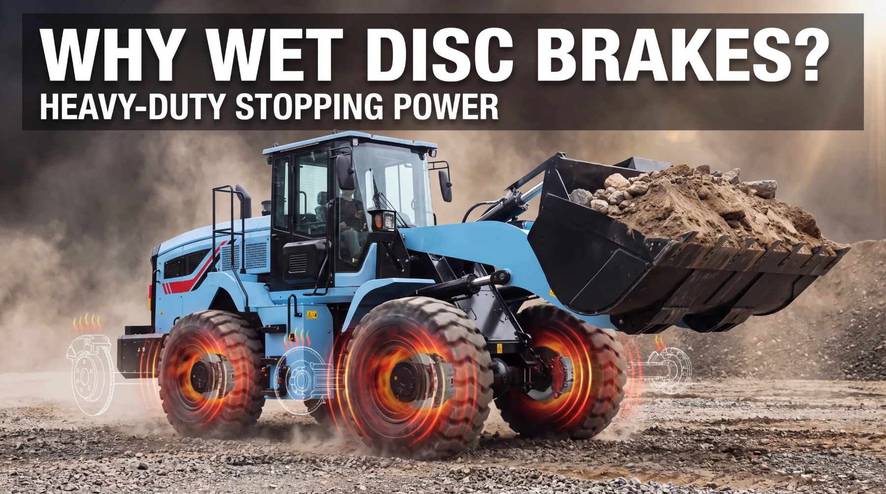 Wheel loader wet disc brakes