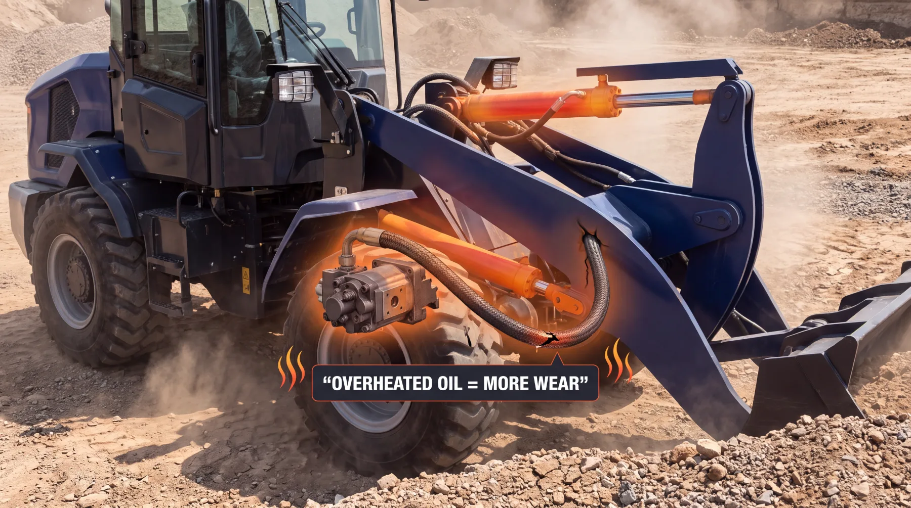 Wheel loader hydraulic oil temperature