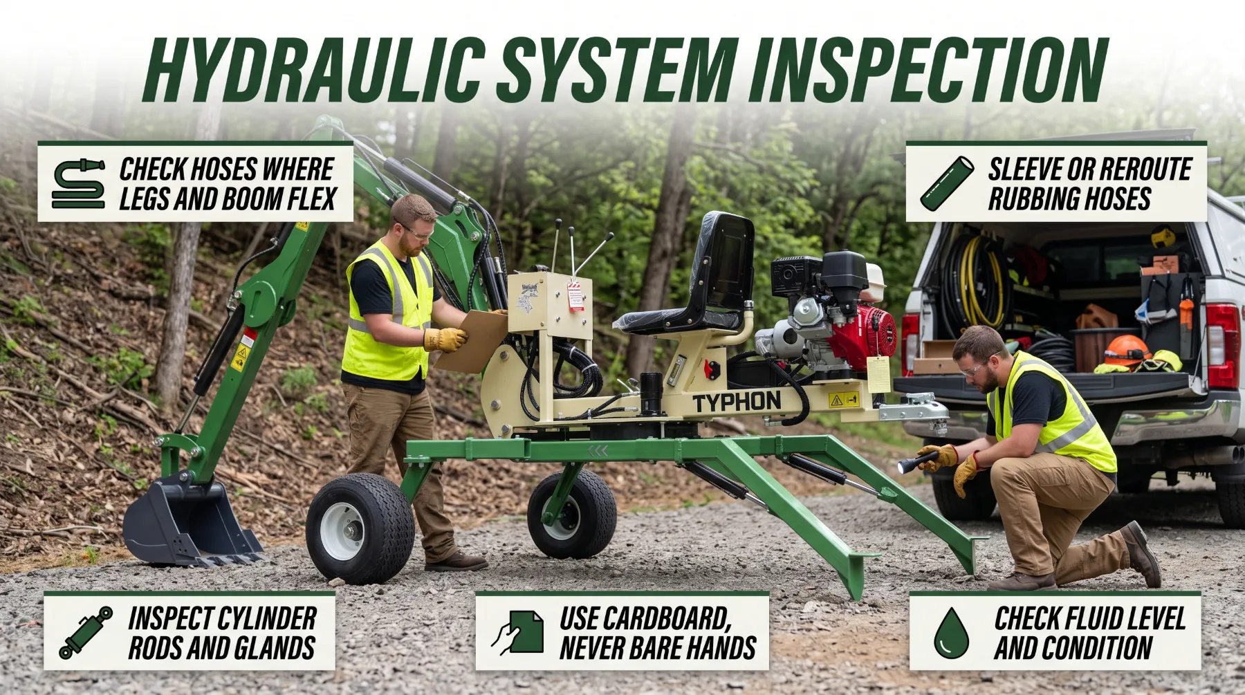 Spider excavator preventive maintenance