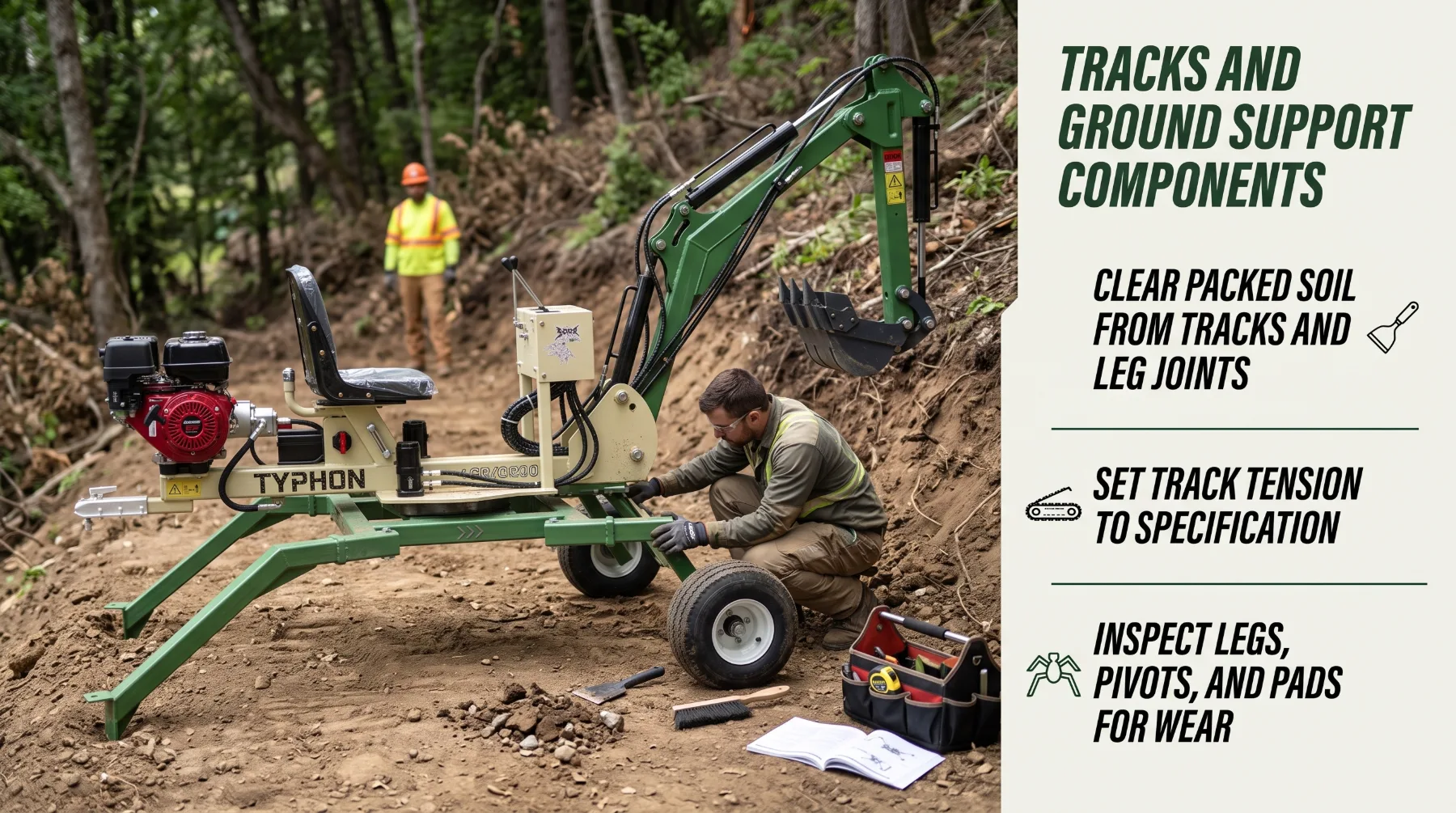 Spider excavator preventive maintenance