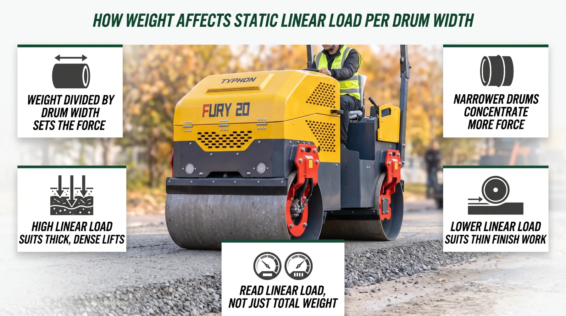 Road roller weight and compaction