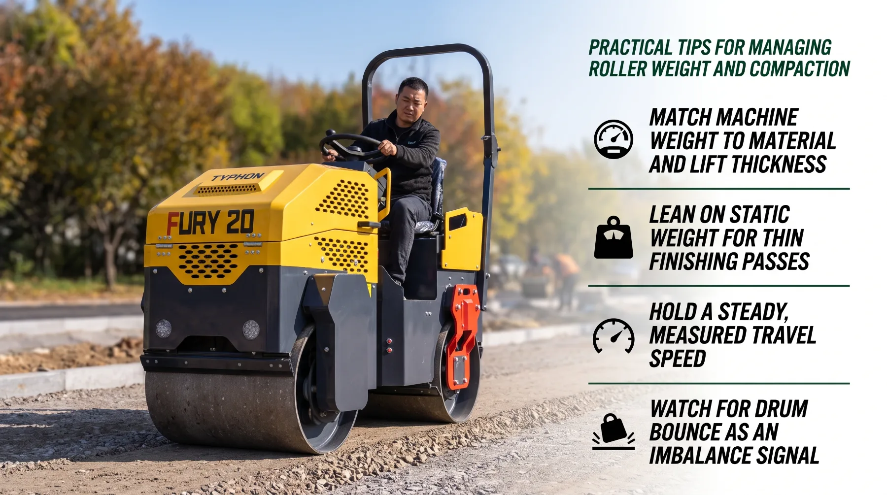 Road roller weight and compaction