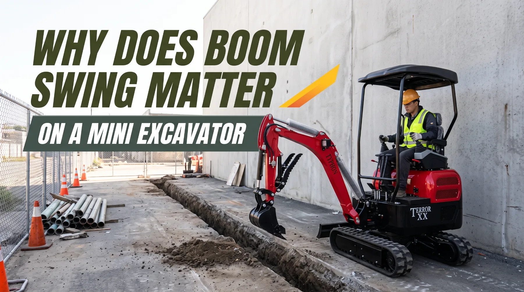 Mini excavator boom swing