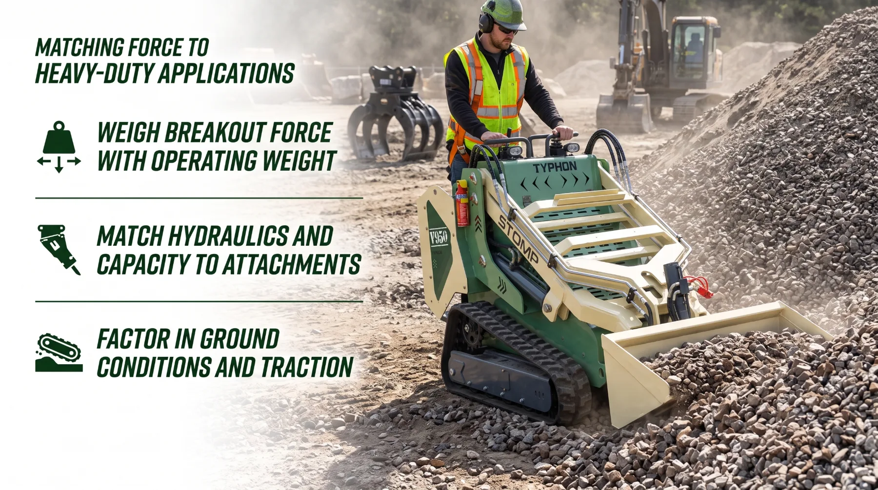 Skid steer breakout force and heavy-duty work