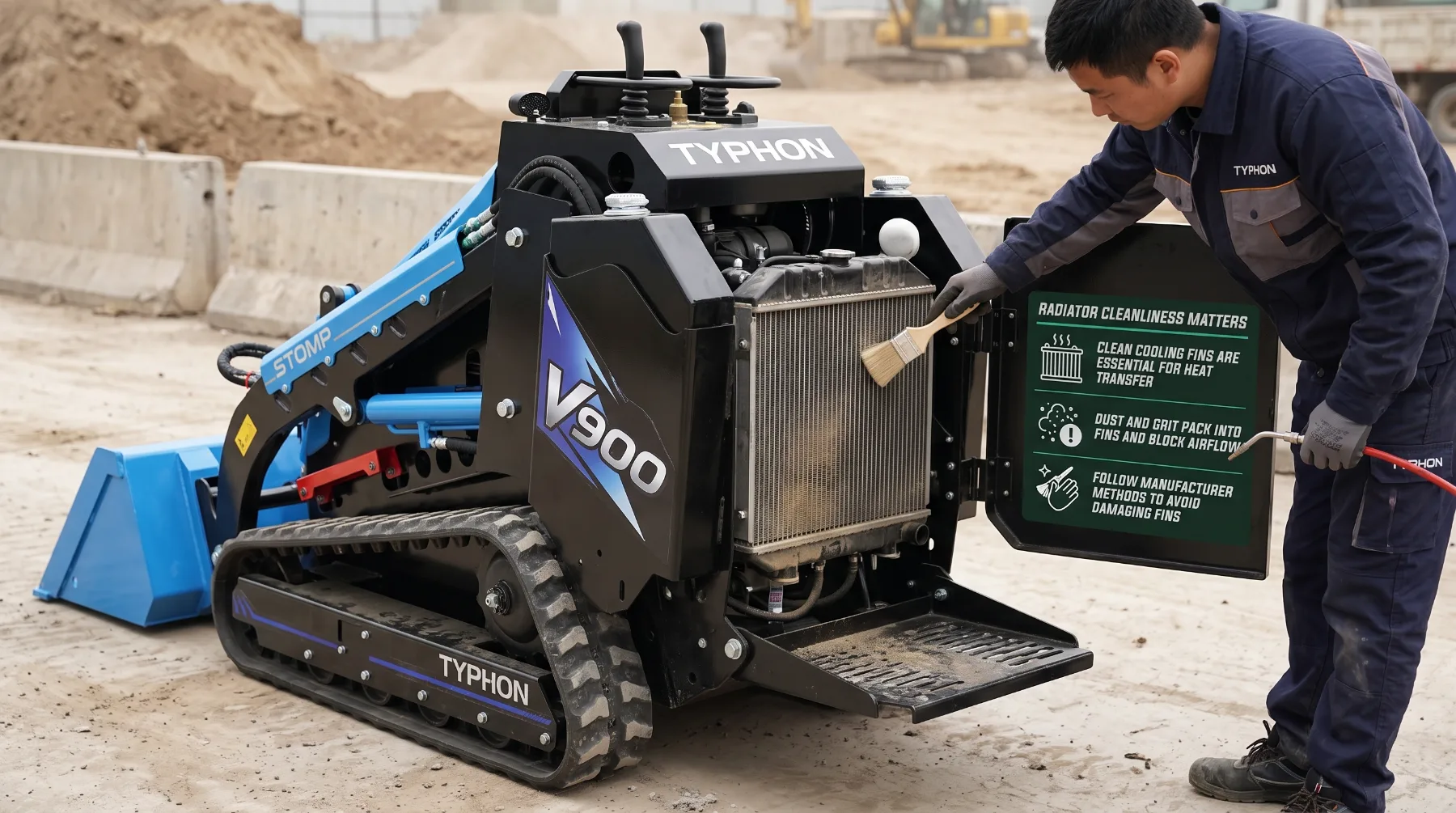 Skid steer engine cooling in dusty conditions