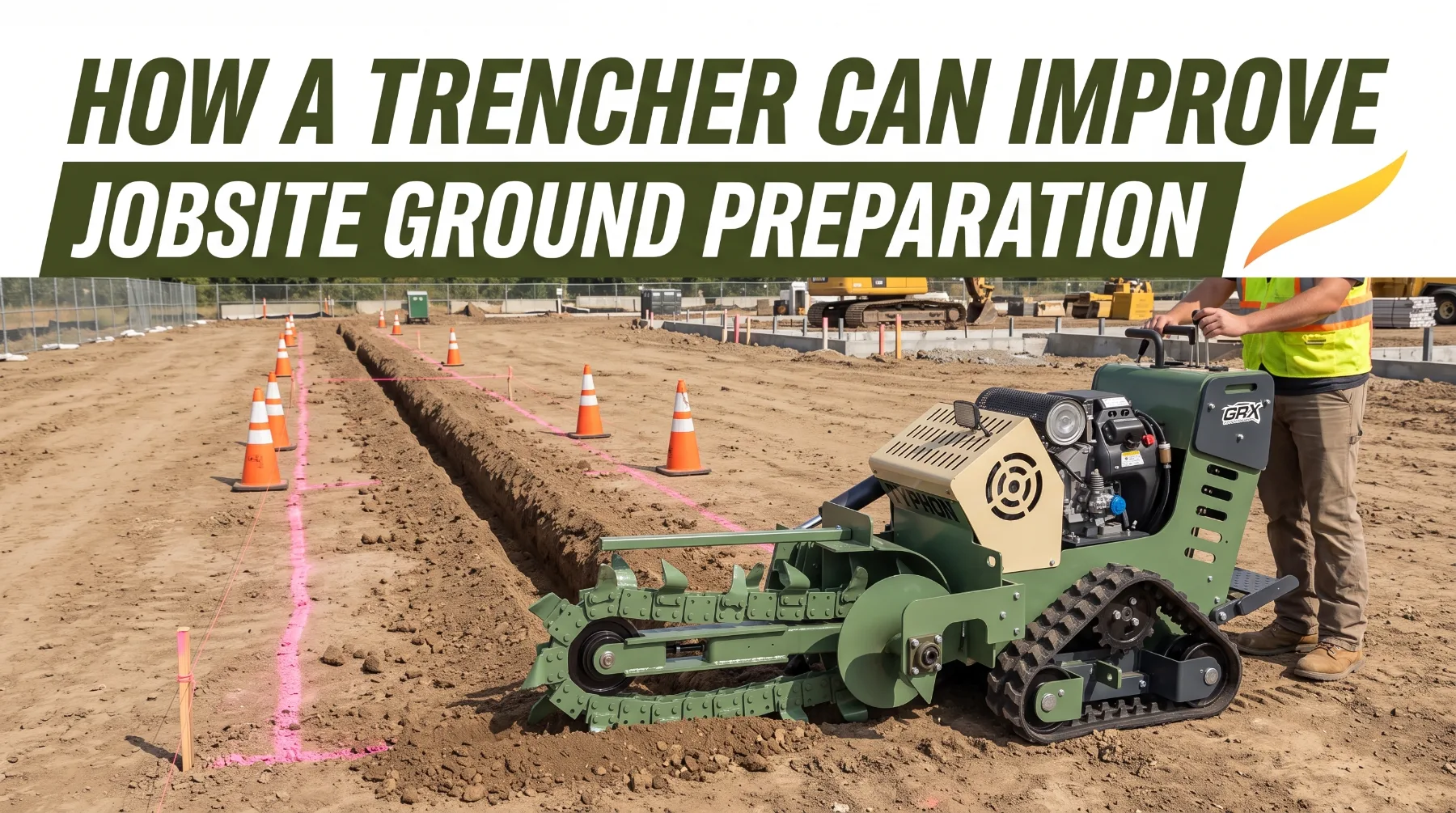 Trencher jobsite ground preparation