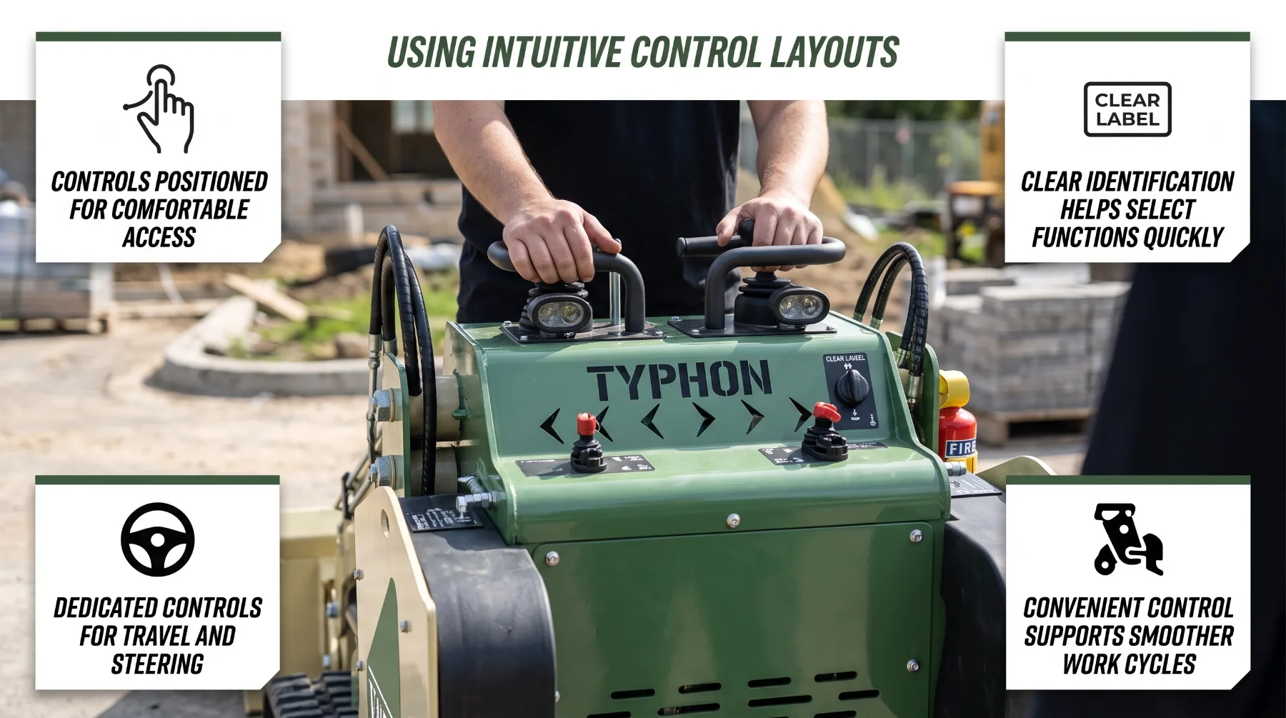 Skid steer controls and operator visibility