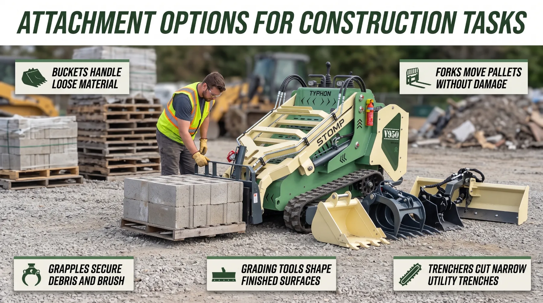 Skid steer for material handling and construction work