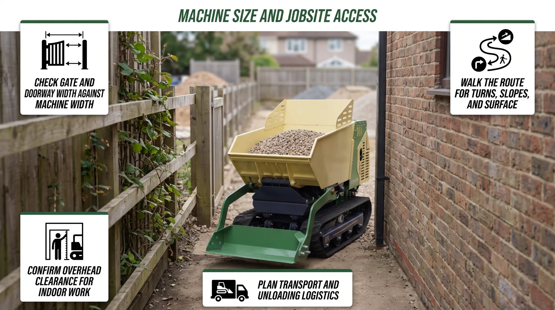 Dumper machine size and jobsite access