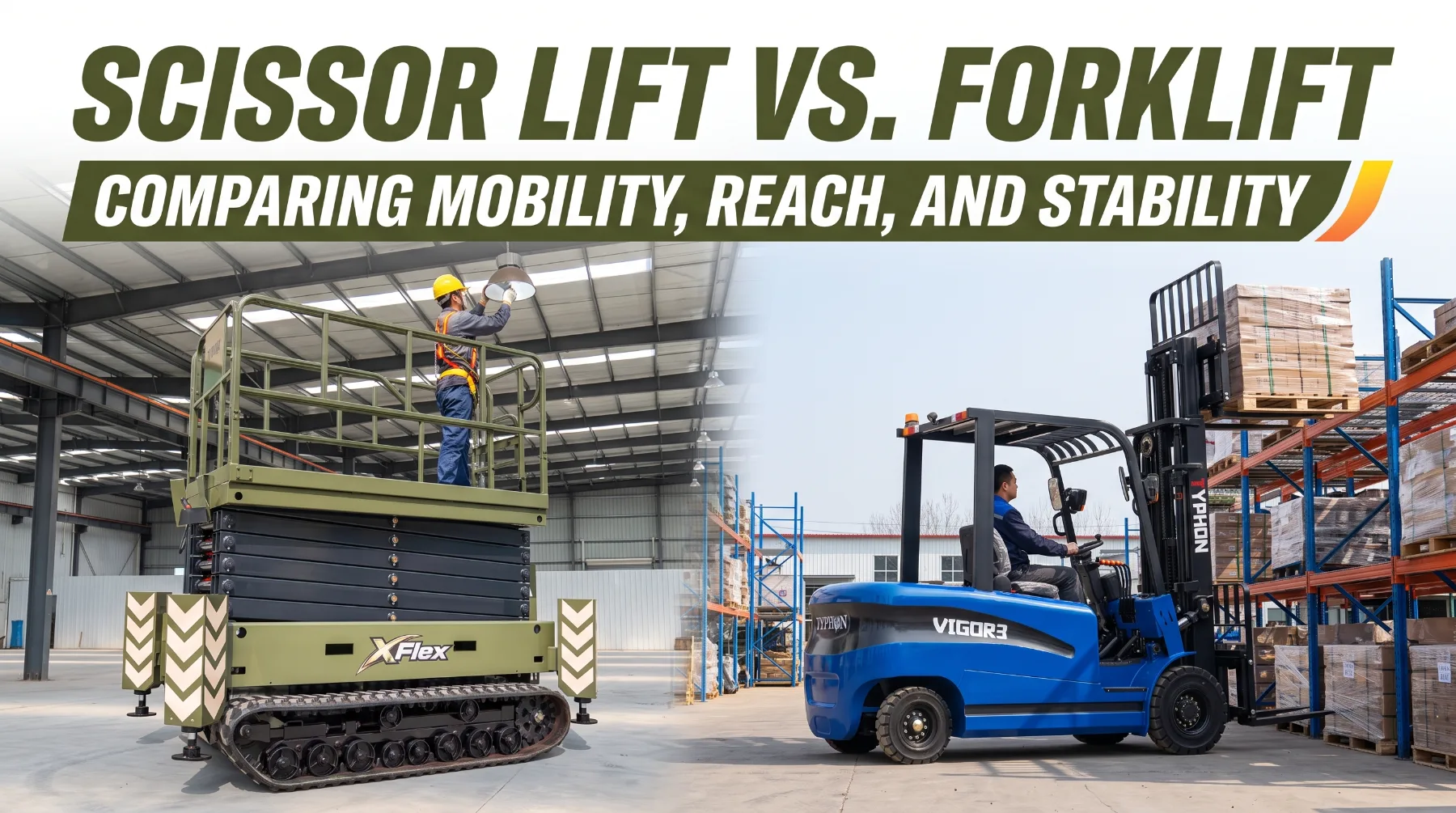 How do I decide between a scissor lift vs. forklift for an indoor project?
