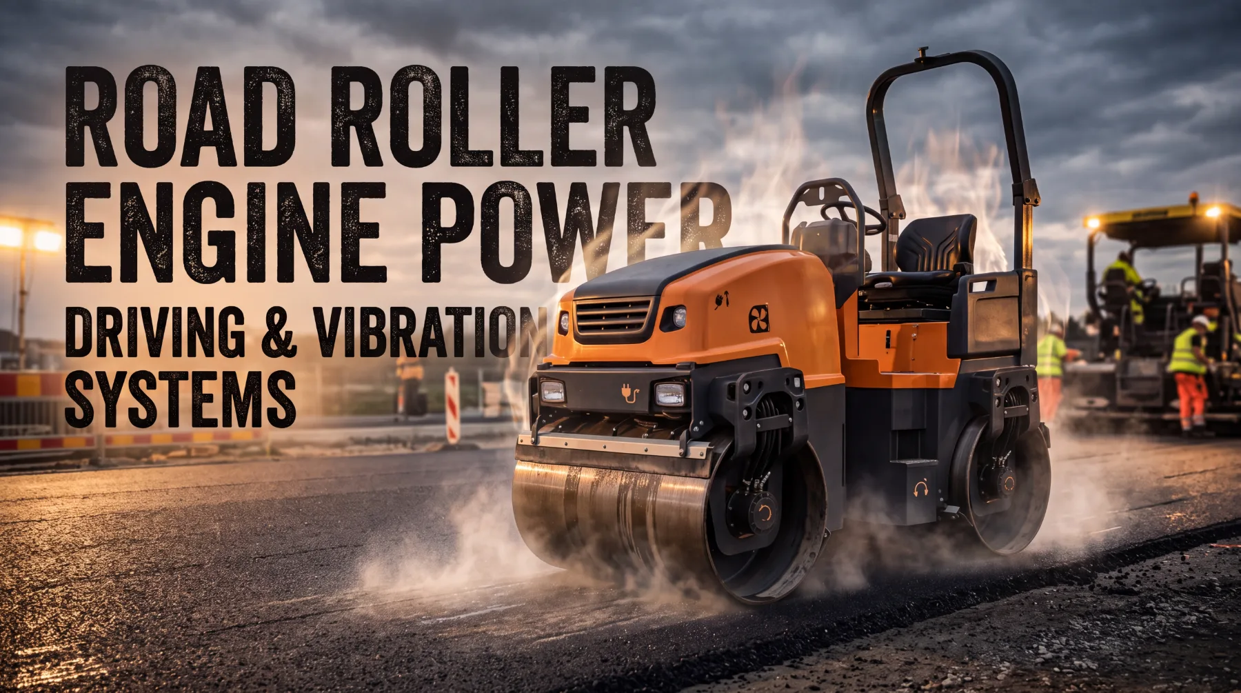 Road roller engine power distribution