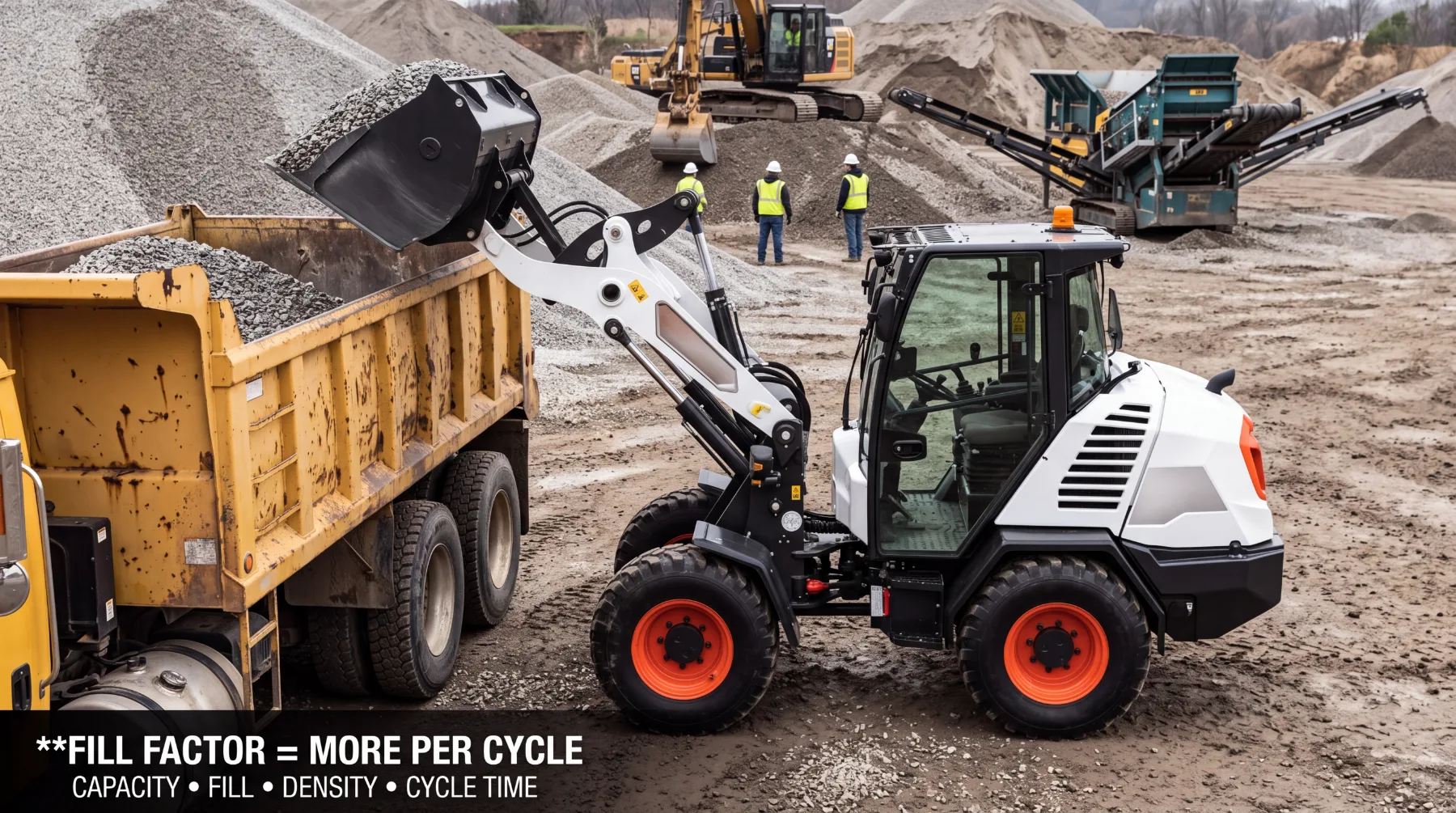 How material type affects wheel loader bucket filling
