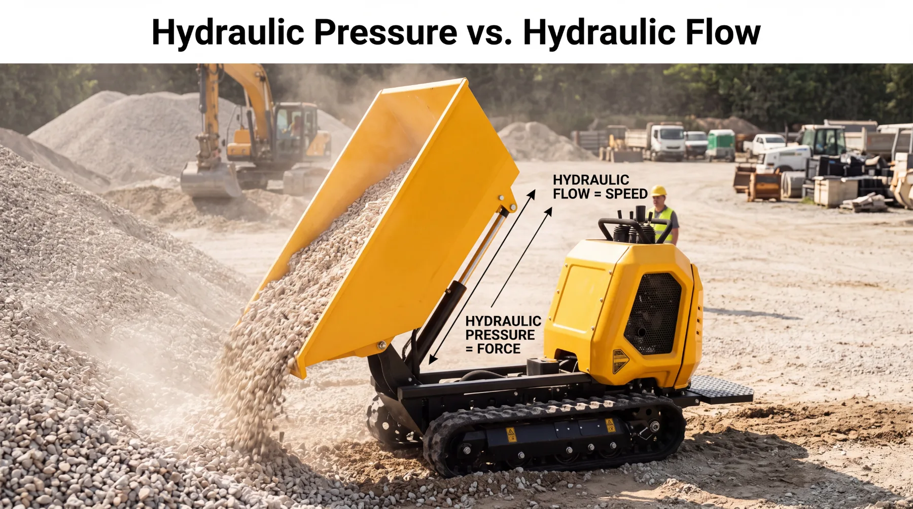Compact dumper hydraulic pressure system