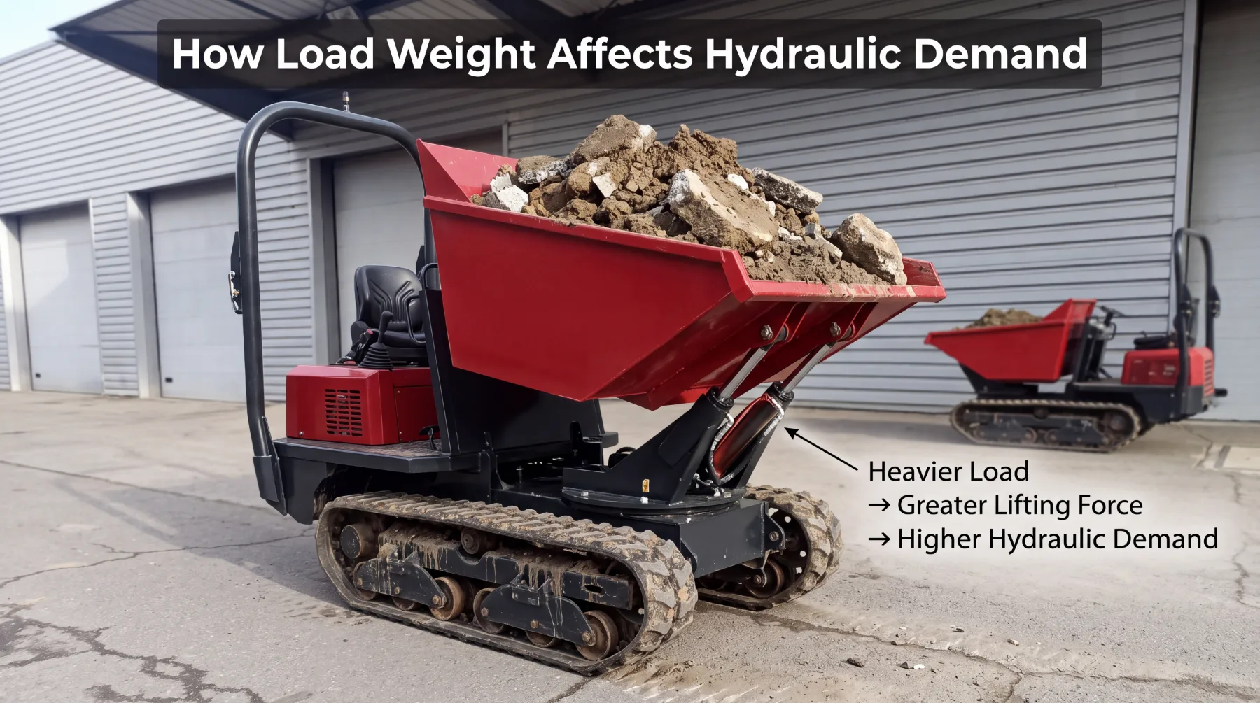 Compact dumper hydraulic pressure system