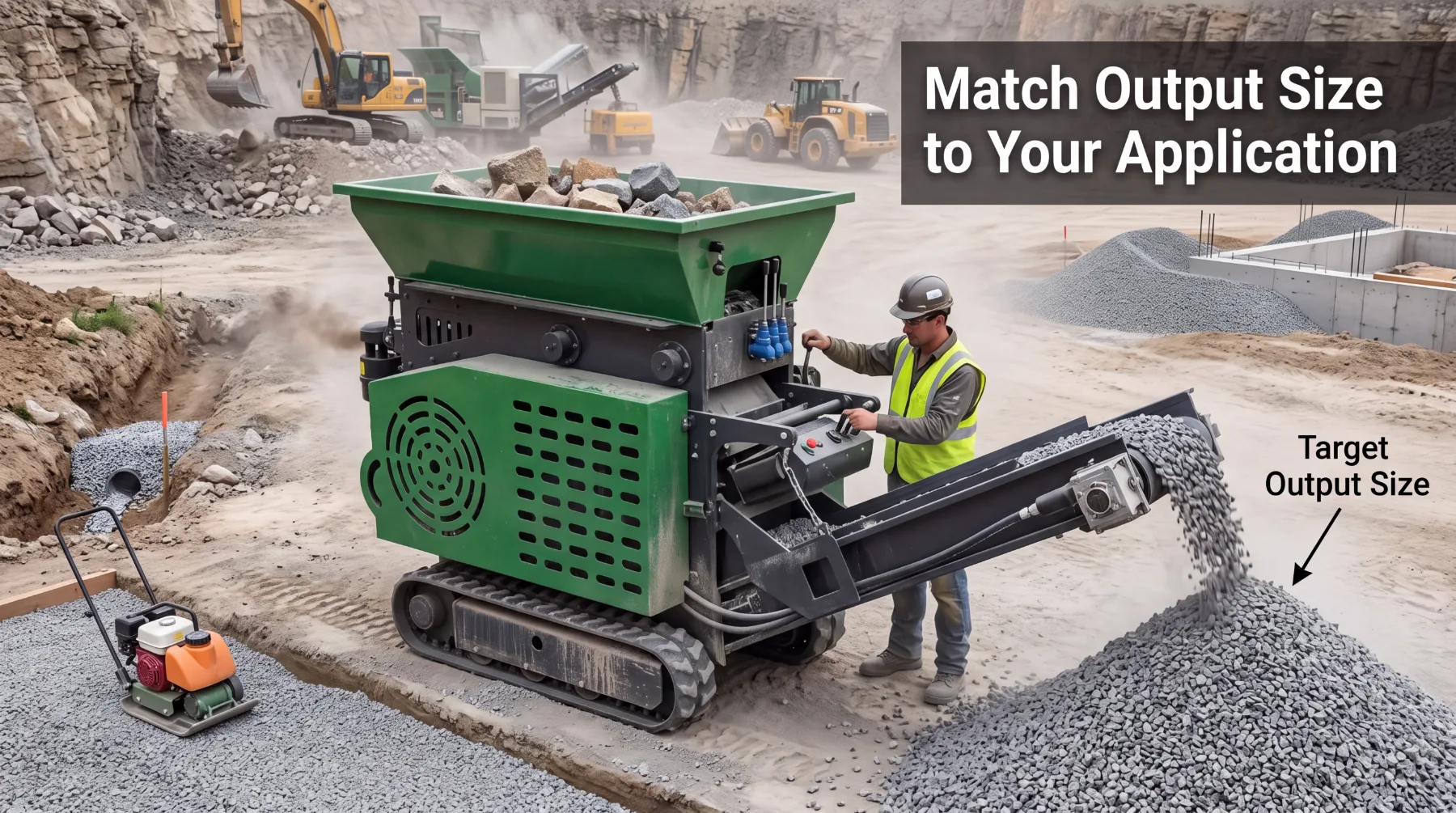 Match crusher output size to the application