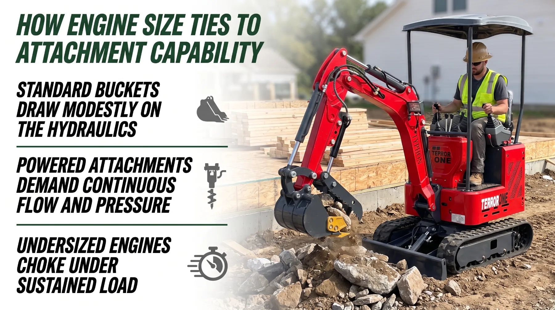 Mini excavator engine size