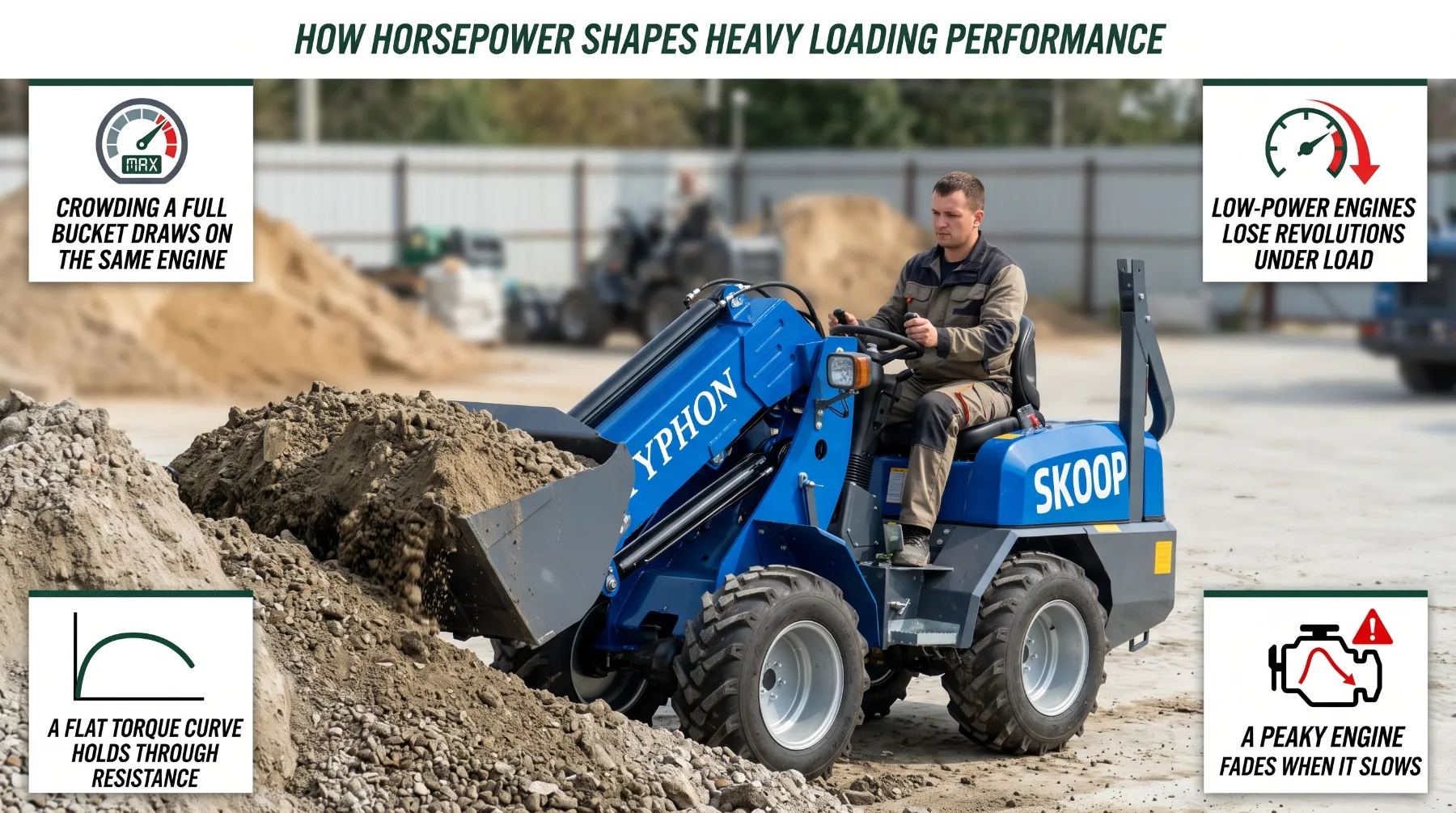 How horsepower shapes wheel loader heavy loading performance