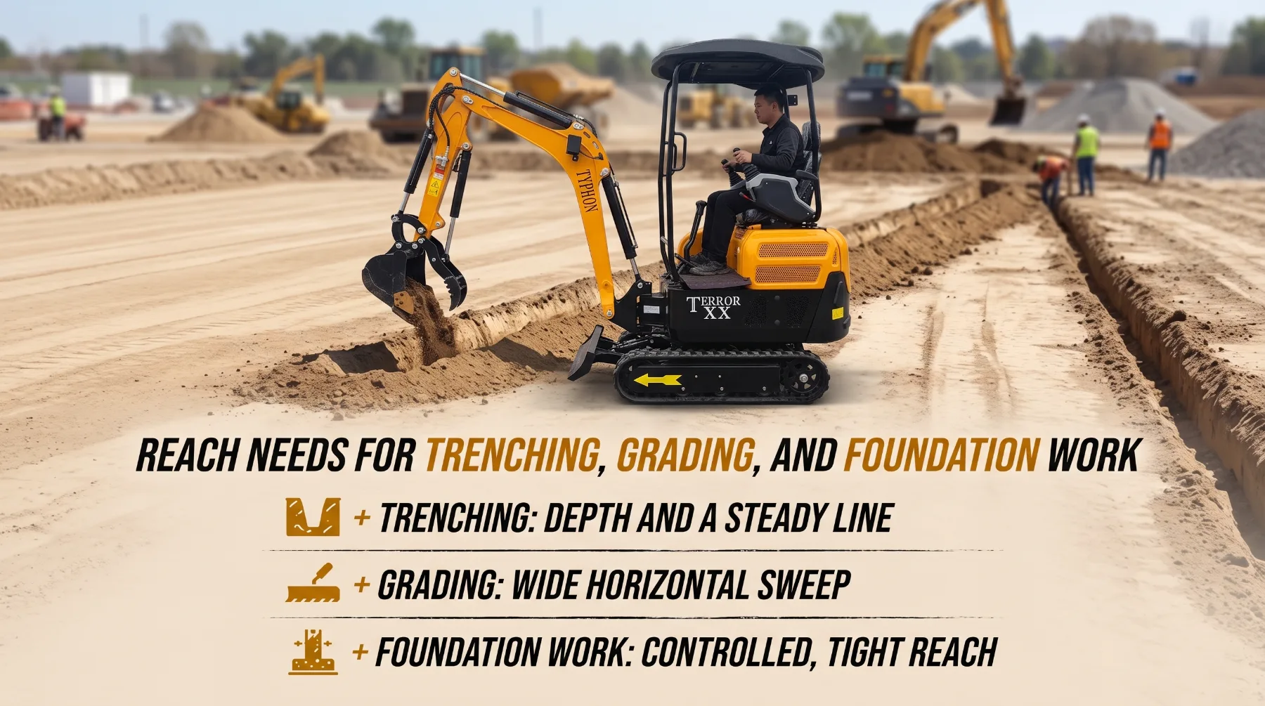Reach Needs for Trenching, Grading, and Foundation Work