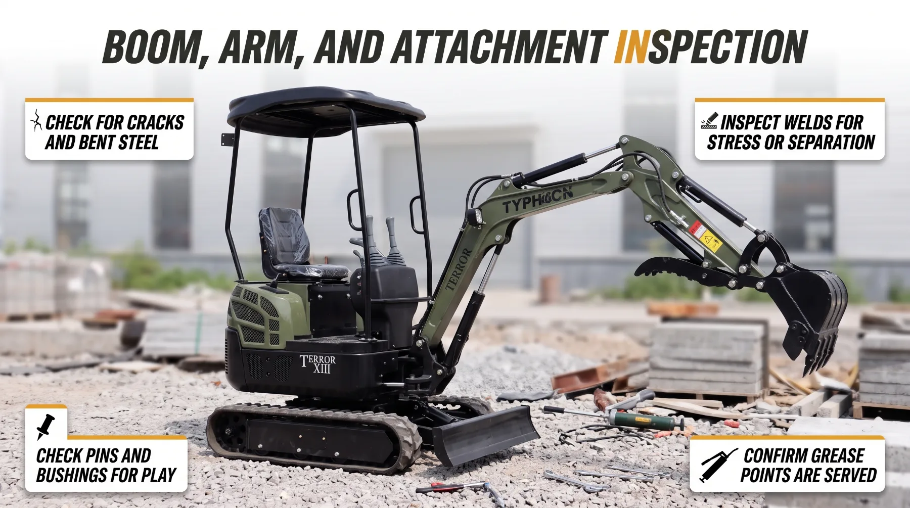 Boom, Arm, and Attachment Inspection