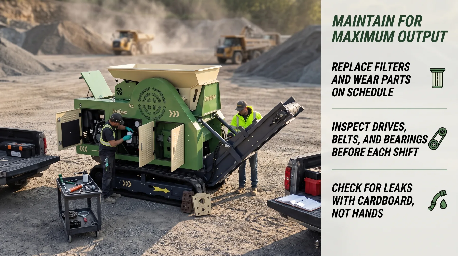 Stone crusher maintenance for maximum production output
