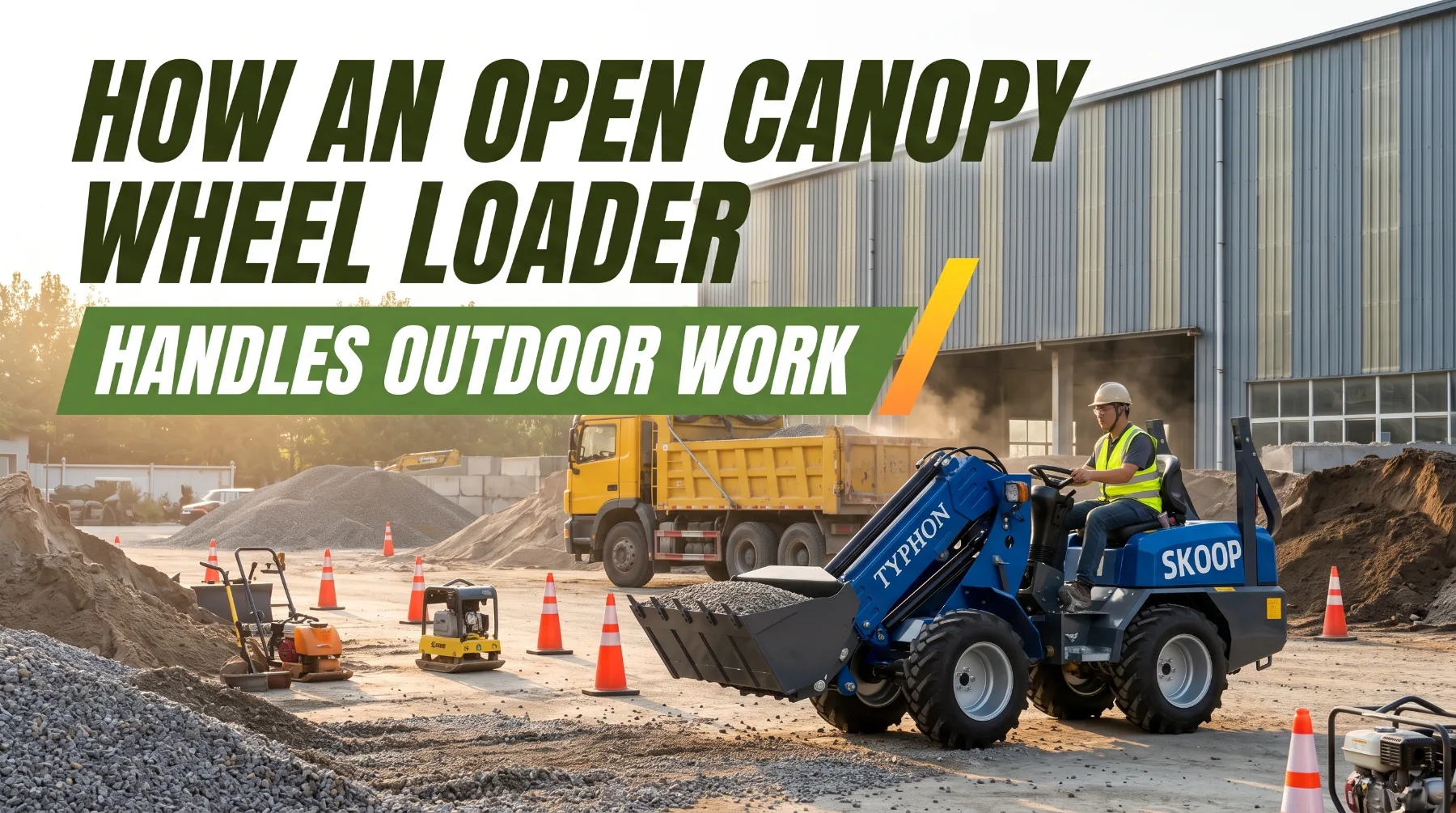 How an Open Canopy Wheel Loader Handles Outdoor Work