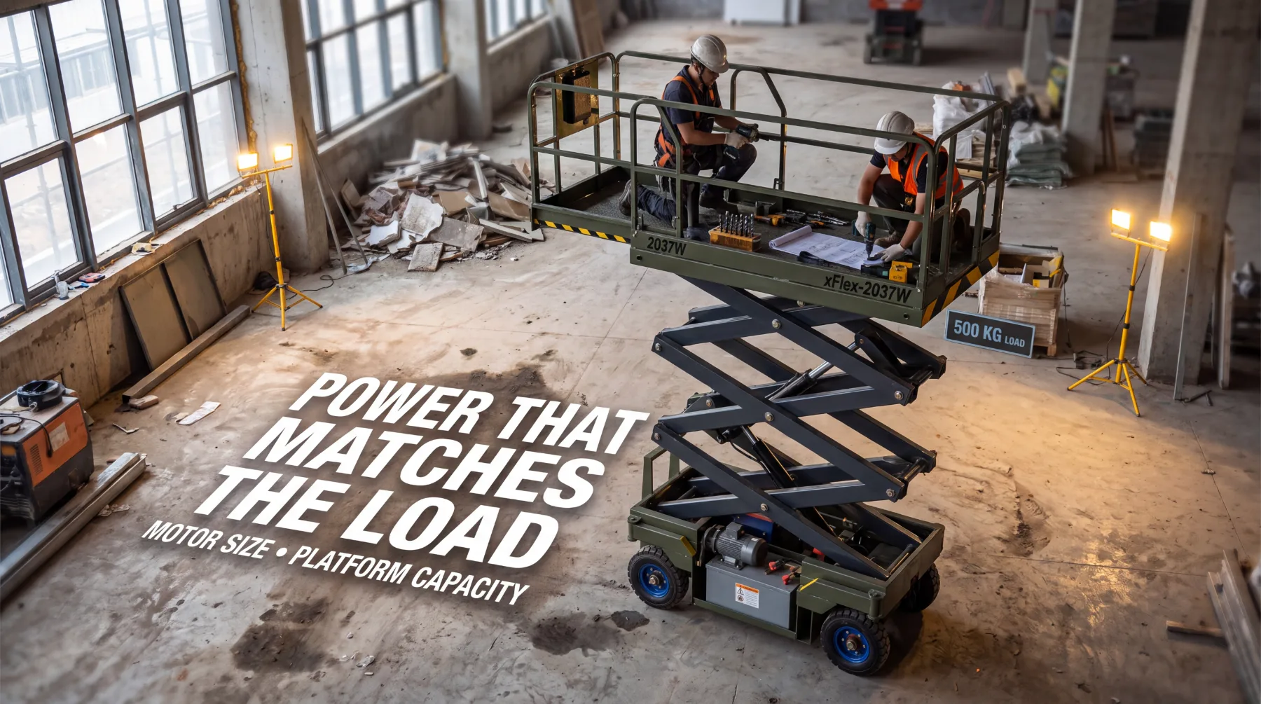 Scissor lift motor and platform capacity