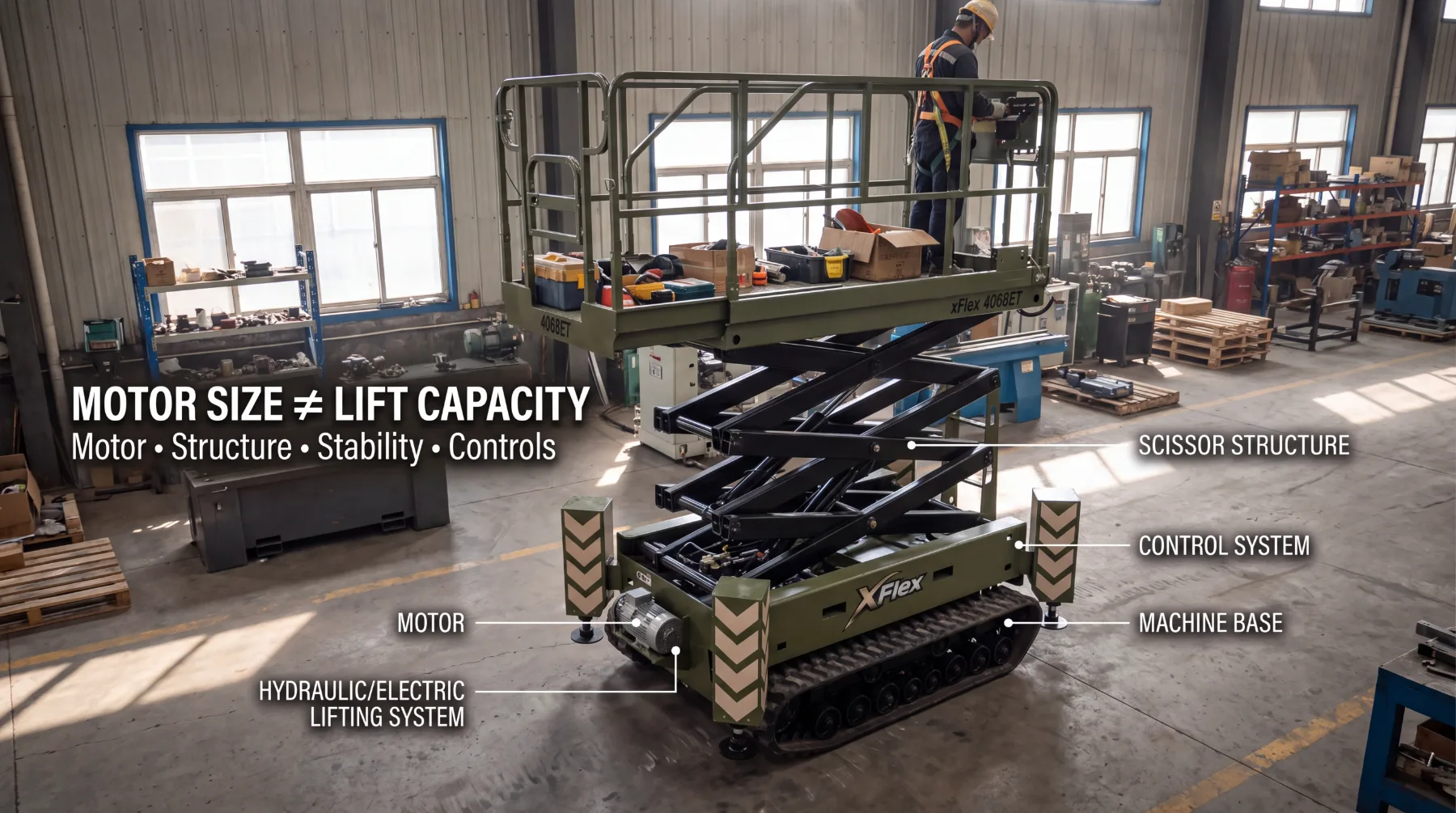 Scissor lift motor and platform capacity