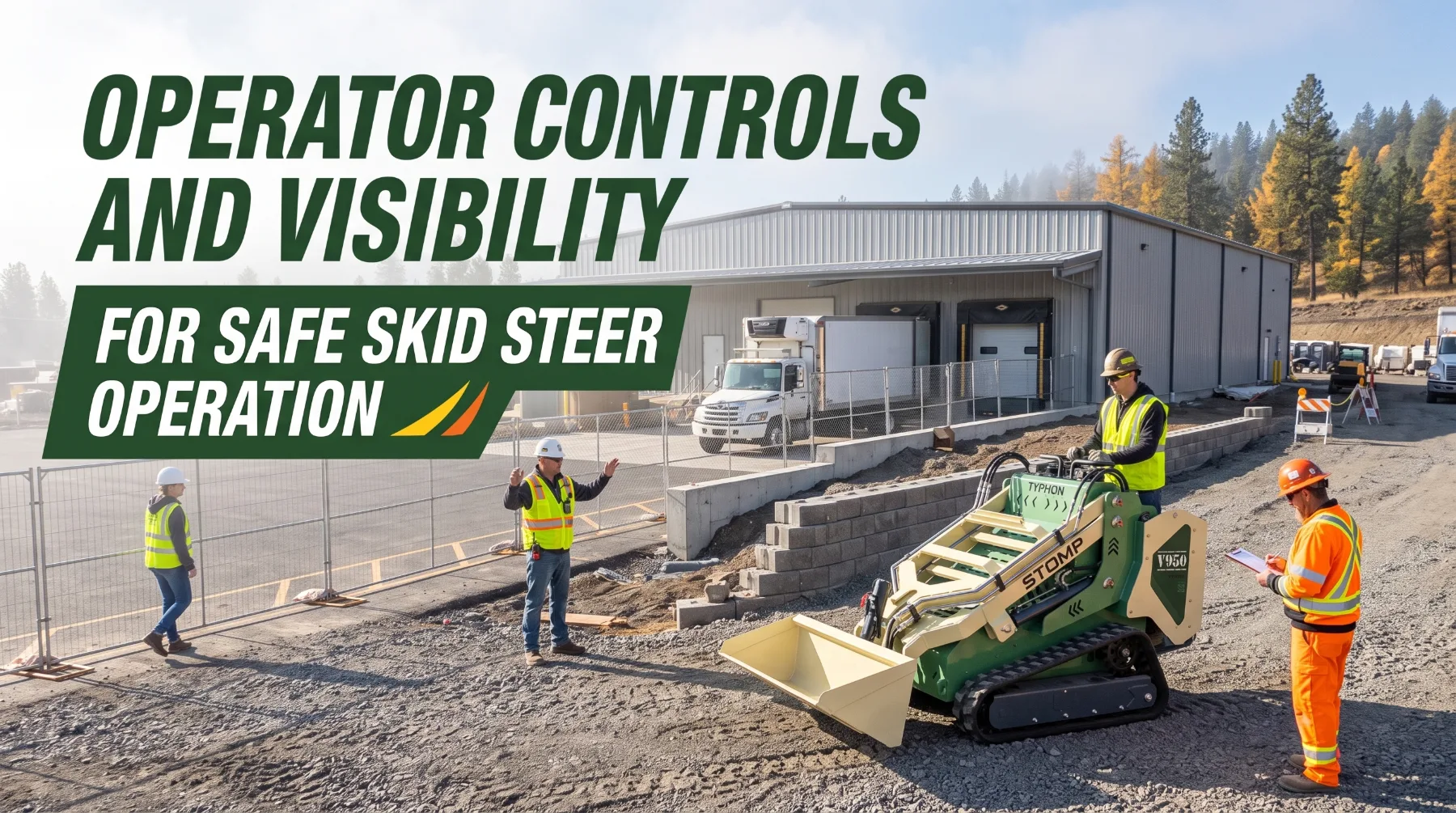 Operator controls and visibility for safe skid steer operation