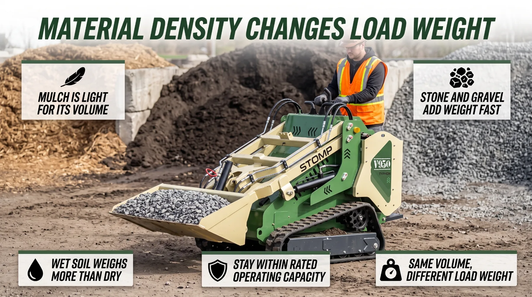 Skid steer bucket capacity and material handling performance