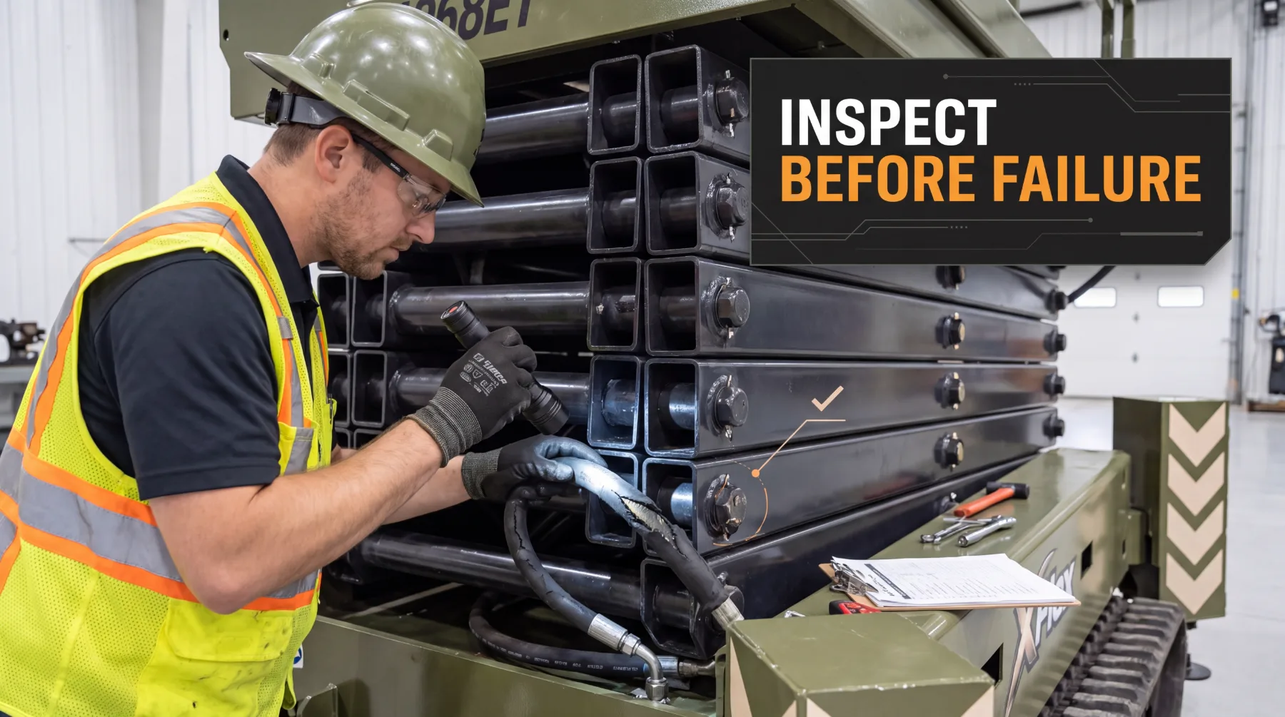 Hydraulic hose inspection before failure