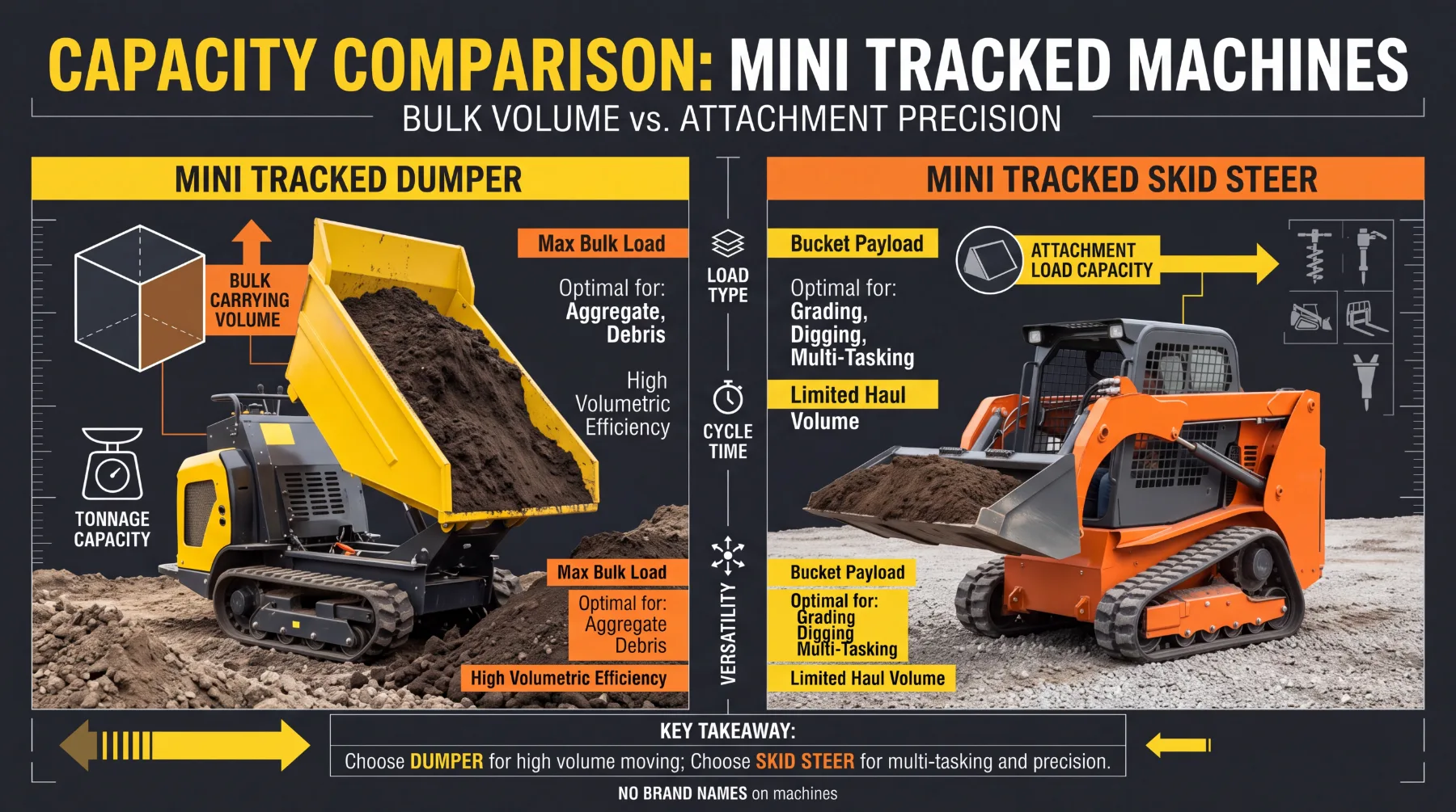 Dumper and skid steer capacity comparison