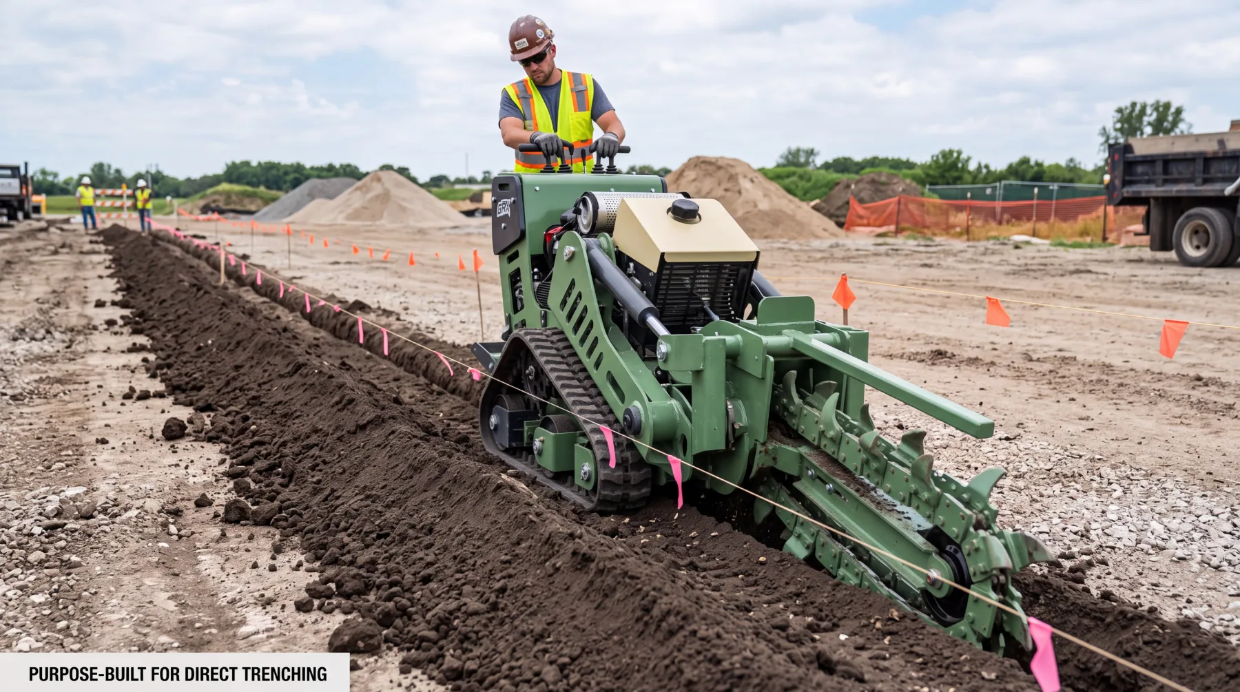 Built-in skid steer trencher