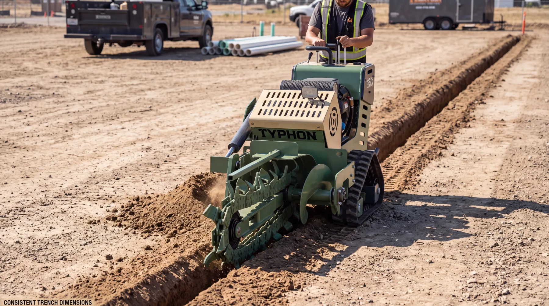 Built-in skid steer trencher