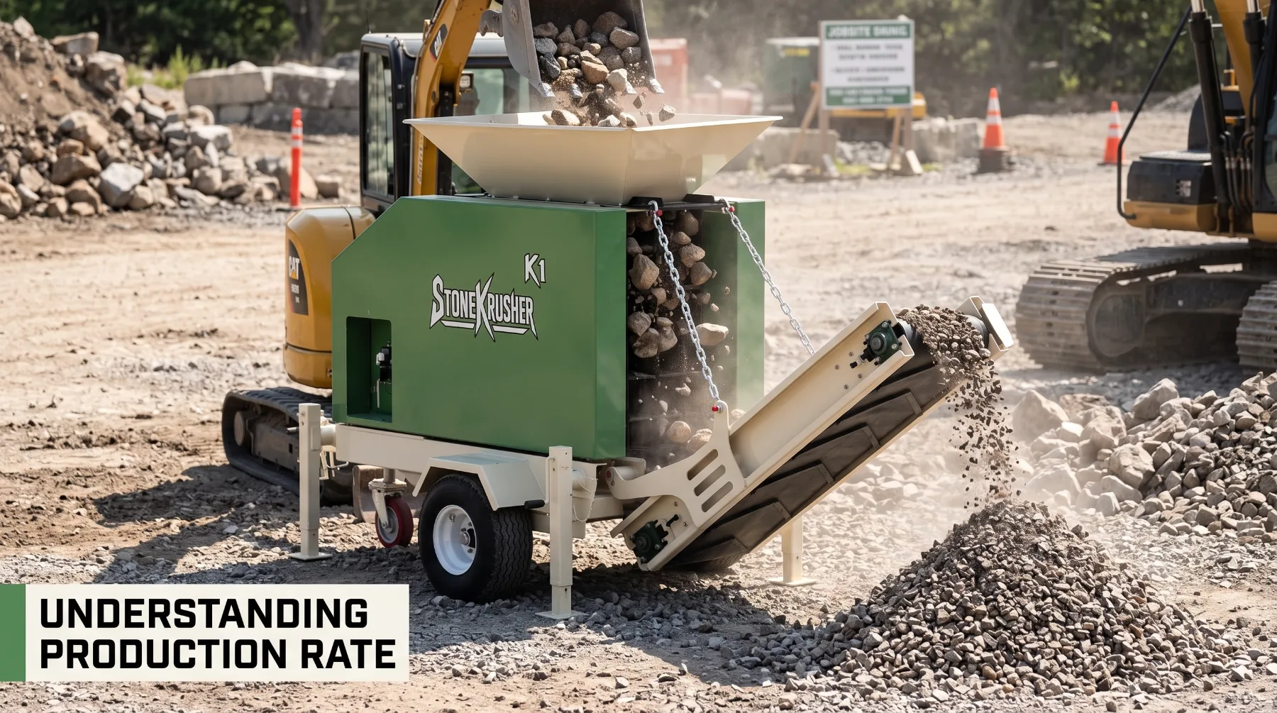 Stone crusher output size and production rate