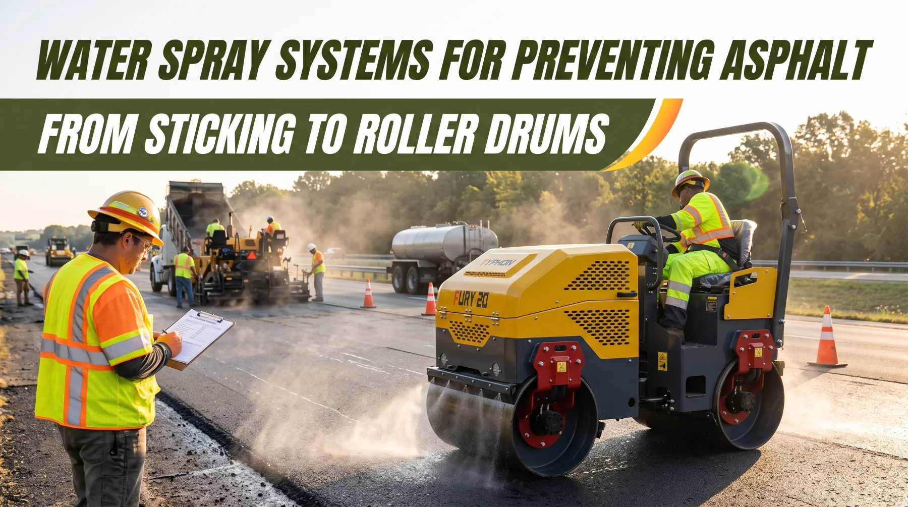 Water Spray Systems for Preventing Asphalt from Sticking to Roller Drums