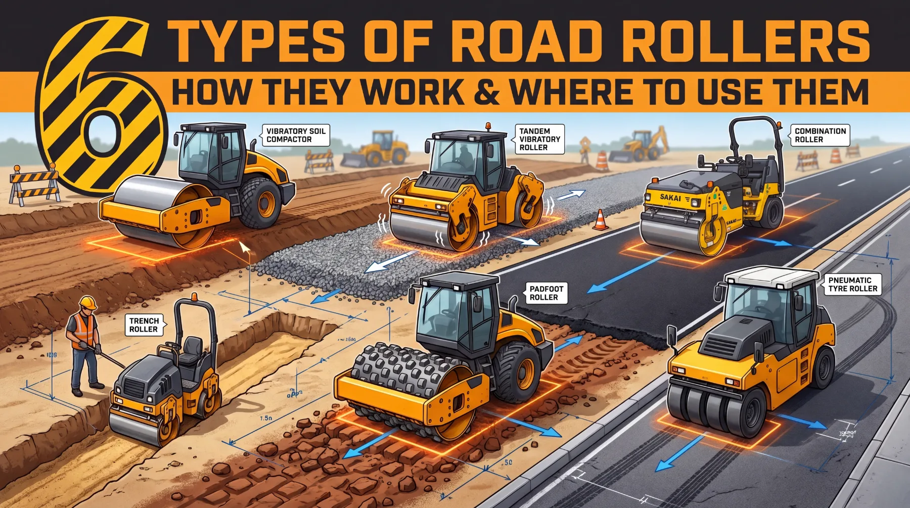 6 Types of Road Rollers: How They Work and Where to Use Them