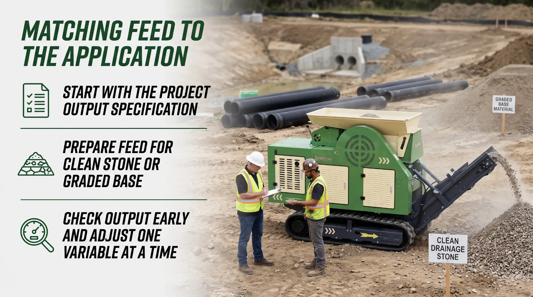 Stone crusher feed size and material processing