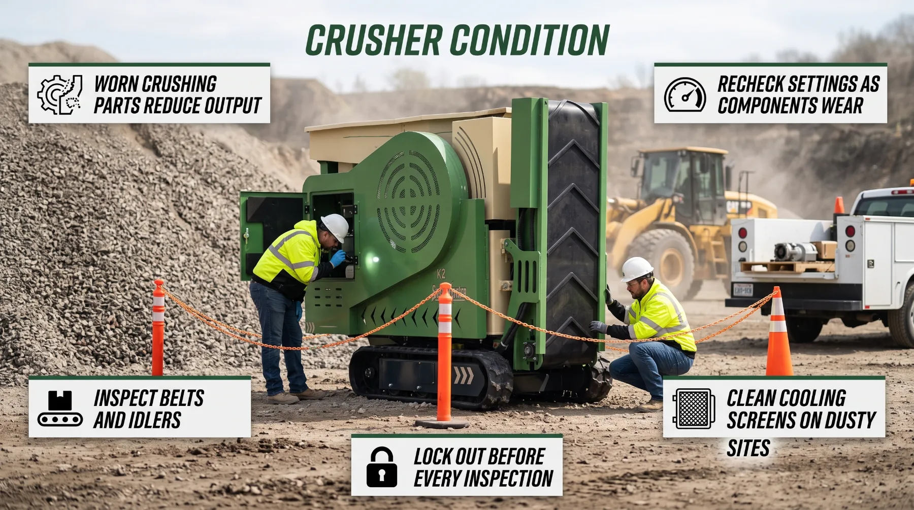 Stone crusher condition and maintenance inspection