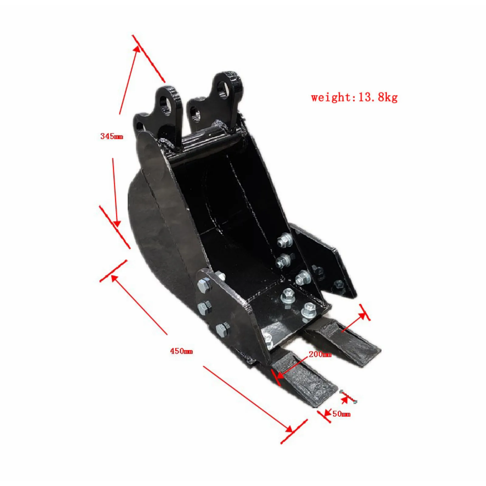 200mm Narrow Bucket: Attachment for TYPHON Mini Excavators USA from American Loader — image 2
