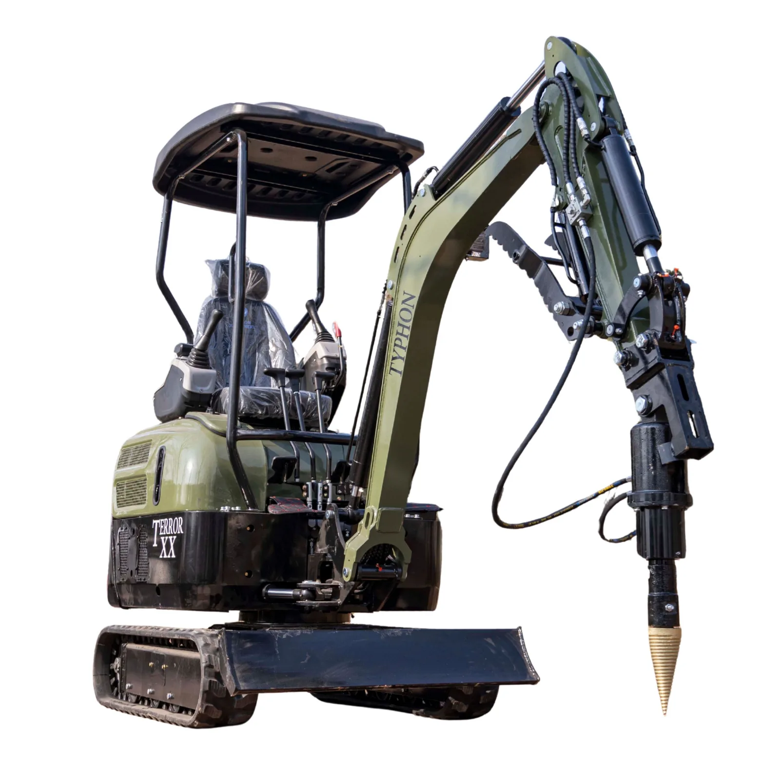 Mini Excavator Hydraulic Wood Splitter Drill Attachment 150mm TYPHON Compatible from KONSTRUCTZ