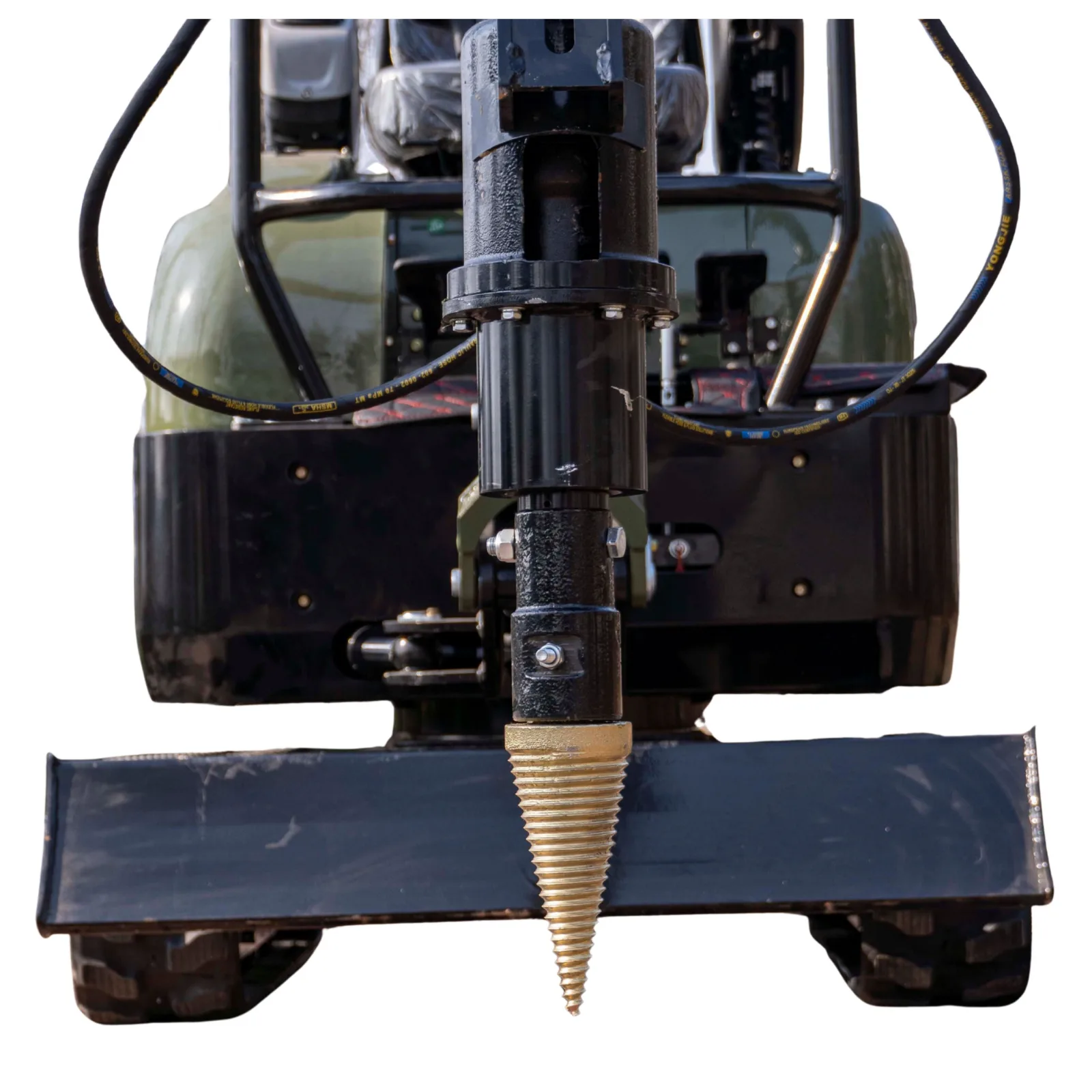 Mini Excavator Hydraulic Wood Splitter Drill Attachment 150mm TYPHON Compatible from American Loader — image 2