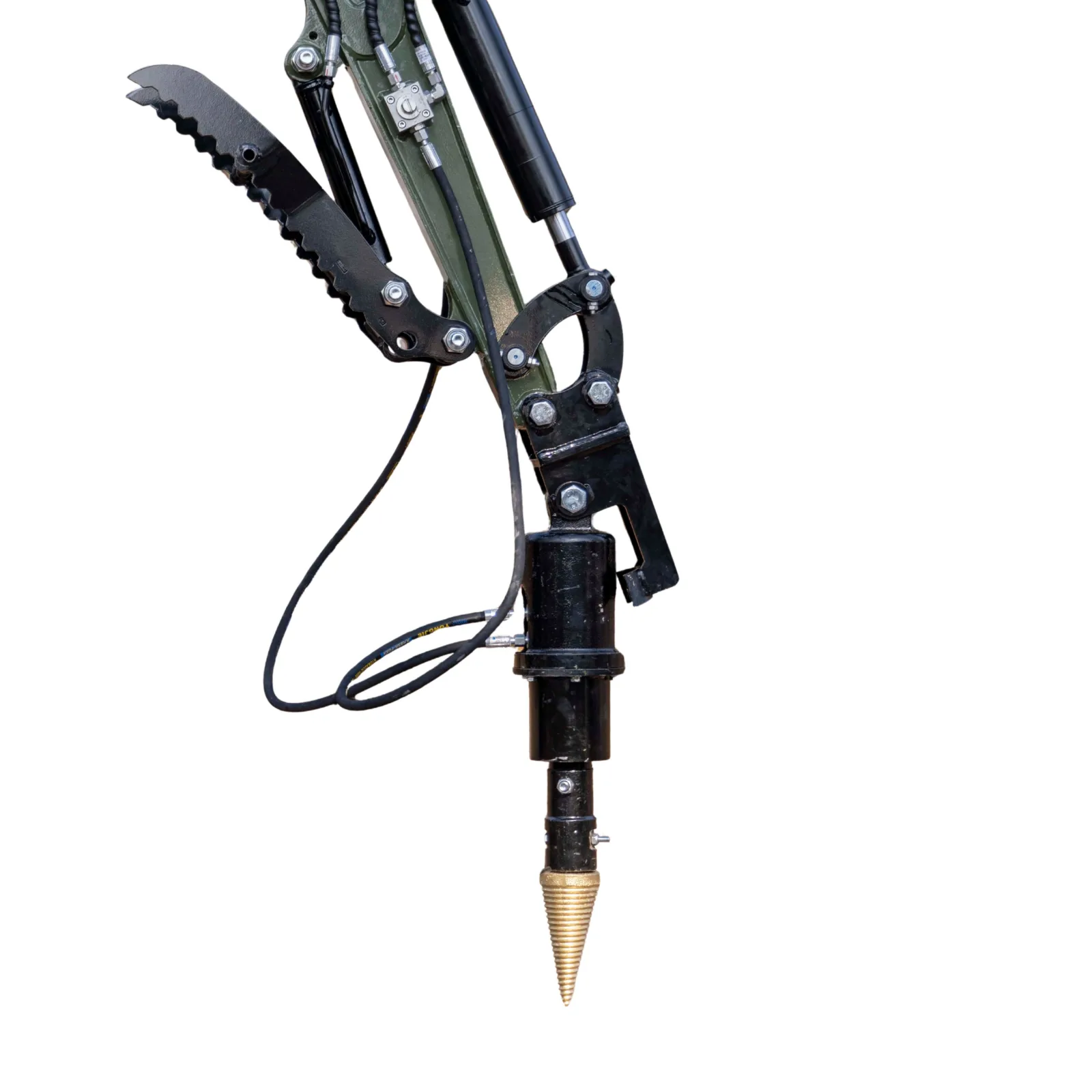 Mini Excavator Hydraulic Wood Splitter Drill Attachment 150mm TYPHON Compatible from American Loader — image 4