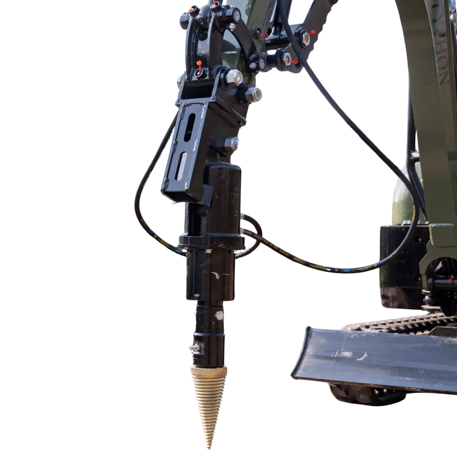 Mini Excavator Hydraulic Wood Splitter Drill Attachment 150mm TYPHON Compatible from American Loader — image 5