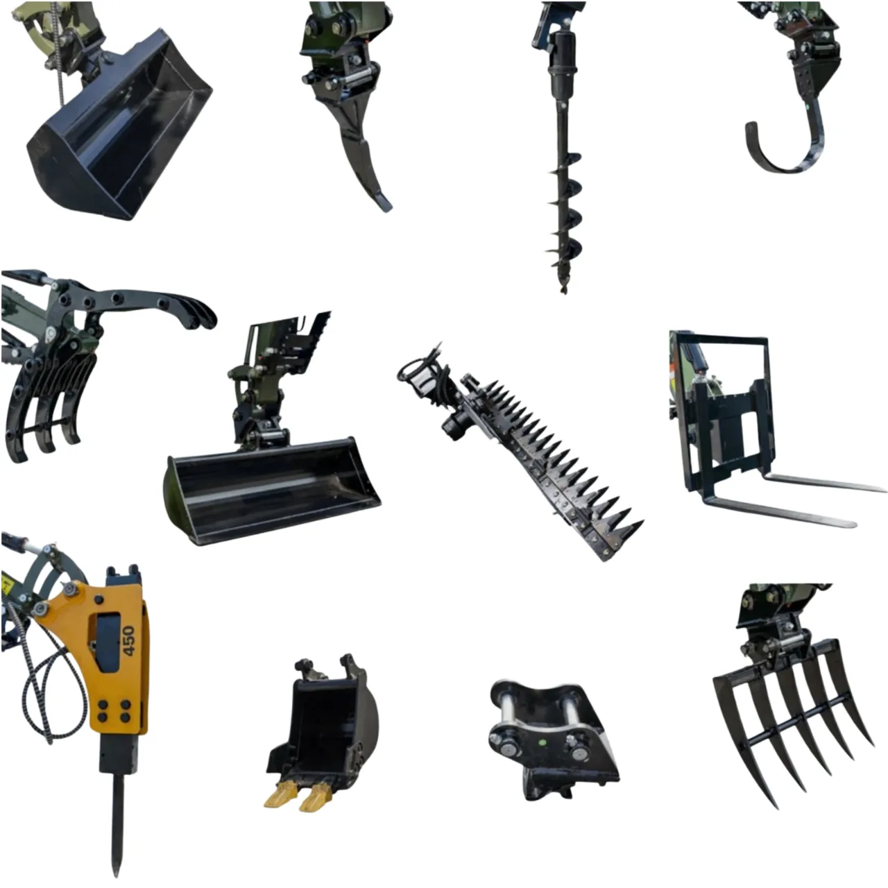 All-in-One 12 PCS Attachment Set Tool Fits 2-3 ton Mini Excavator Terror XXV from KONSTRUCTZ
