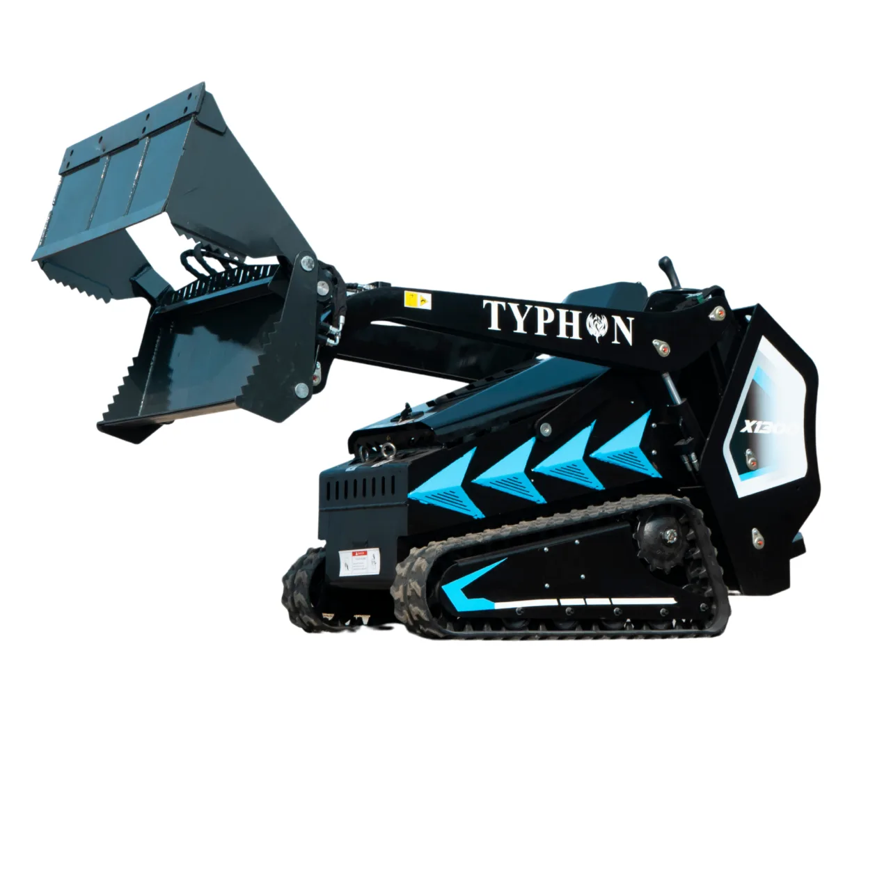 4-In-1 Bucket Combo Mini Skid Steer attachment for TYPHON STOMP X1300 & STOMP 509 from KONSTRUCTZ