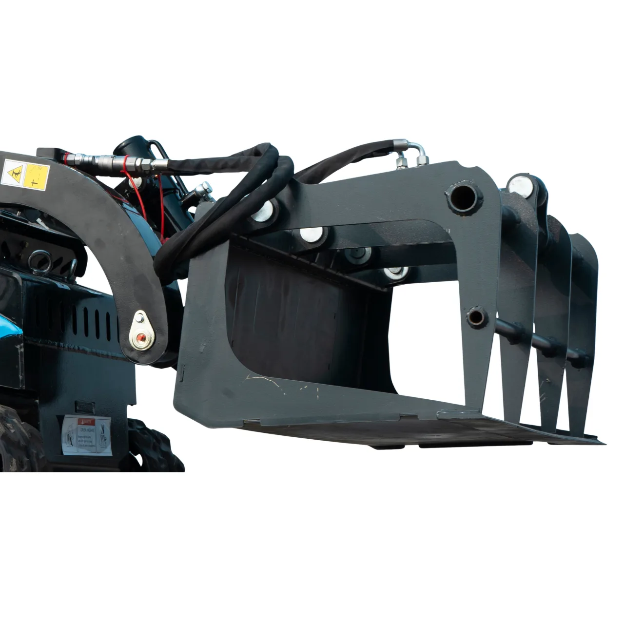 Heavy-Duty Solid Bottom Grapple Bucket for TYPHON STOMP X1300 & STOMP 509 Mini Skid Steers from KONSTRUCTZ