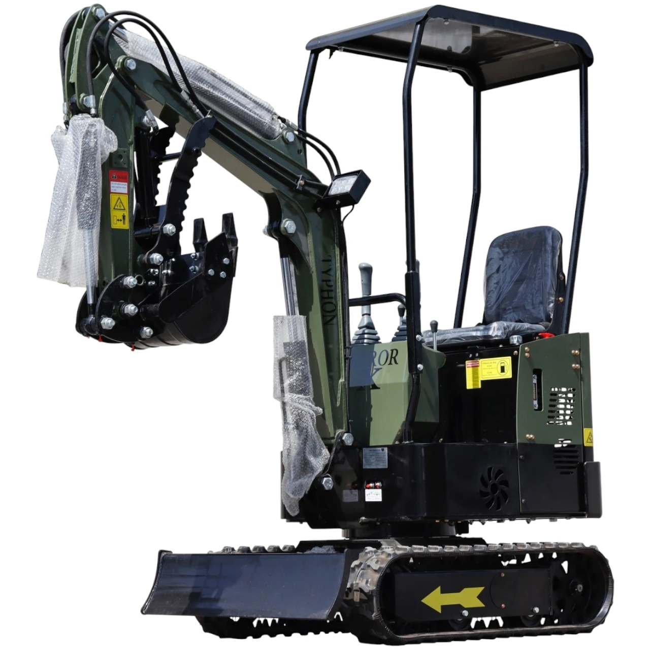 TYPHON TERROR X STORM Mini Excavator – 1 Ton Trench Digger with Canopy, Hydraulic Thumb Clip, Bucket USA from KONSTRUCTZ