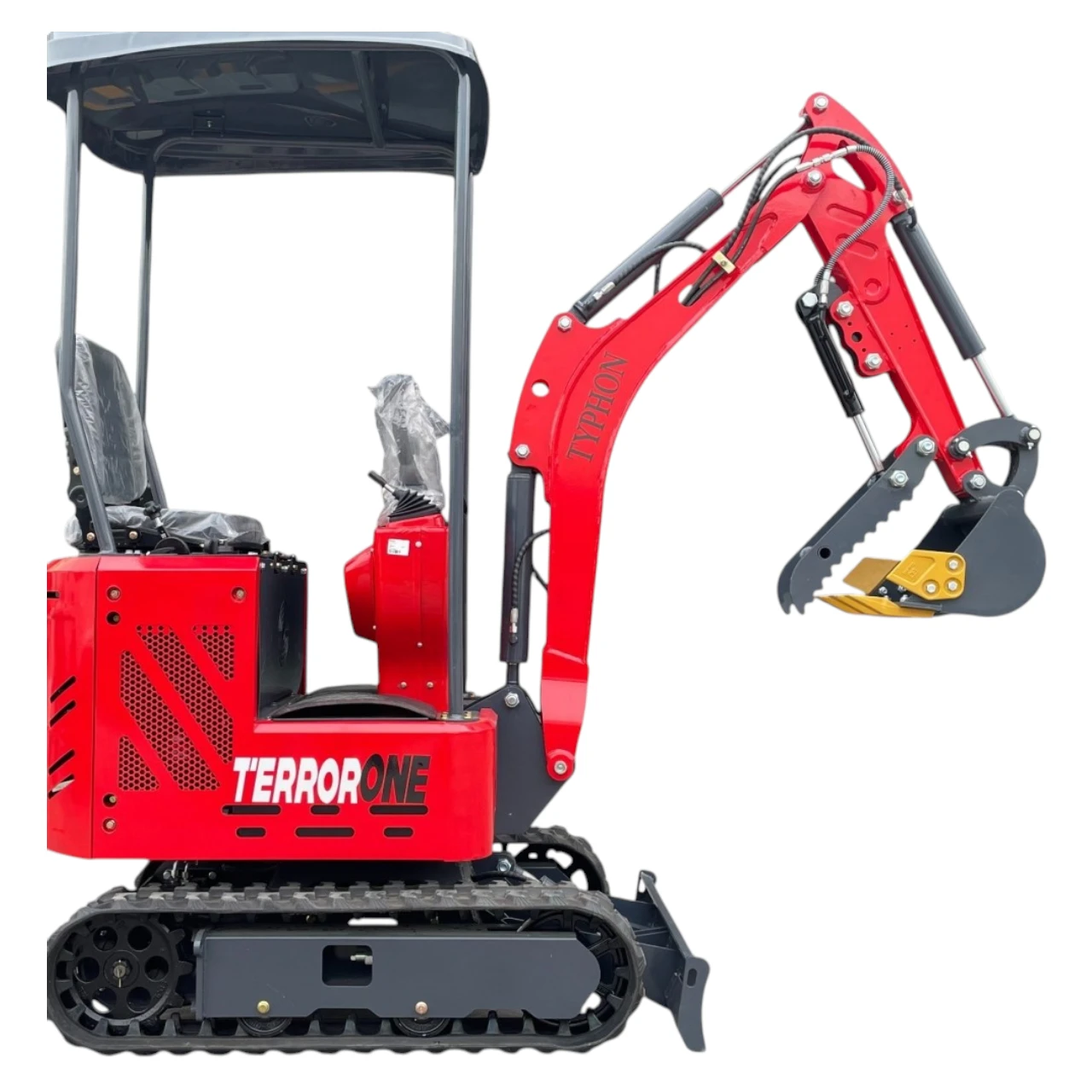 TYPHON TERROR ONE STORM 1 Ton Mini Excavator Trench Digger with Hydraulic Oil Cooler Canopy & Wide Bucket Ideal for Garden, Farm, Park & Road Work Digging, Drilling, Bull-Dozing from KONSTRUCTZ