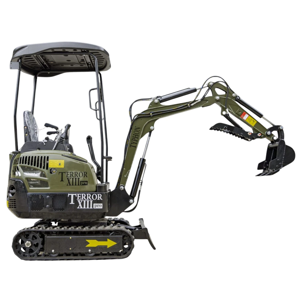 TYPHON TERROR XIII PRO Mini Excavator – 1.3 Ton Trench Digger with Canopy, Hydraulic Thumb Clip, 22.1hp Honda Engine USA from KONSTRUCTZ
